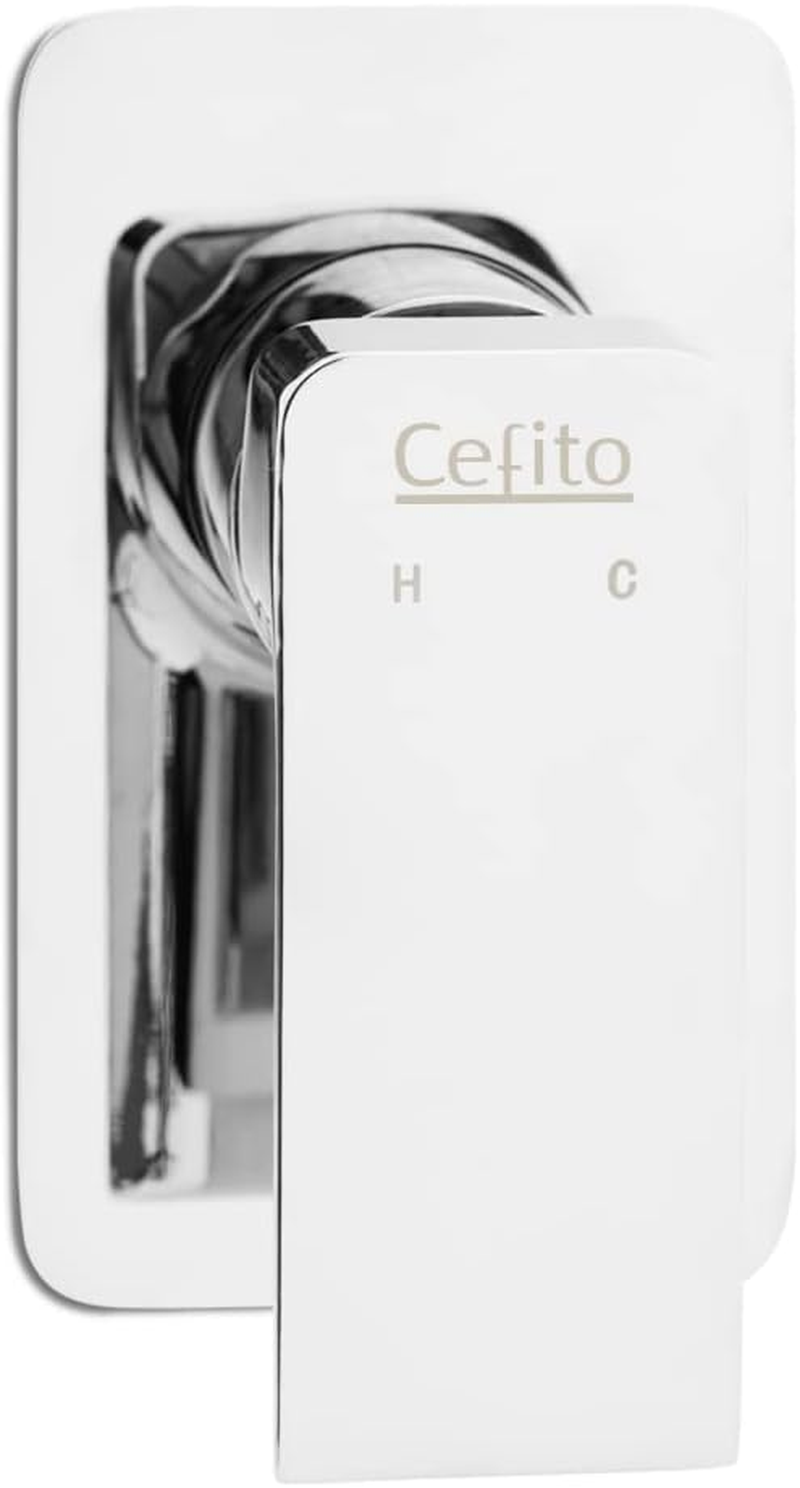 Cefito Shower Tap, Square Mixer Showers Faucet Head Showerhead Tap Bath Accessories Bathroom Toilet Set Kitchen Fixtures Wall, Leak-Resistant Solid Brass Body Silver image number 5