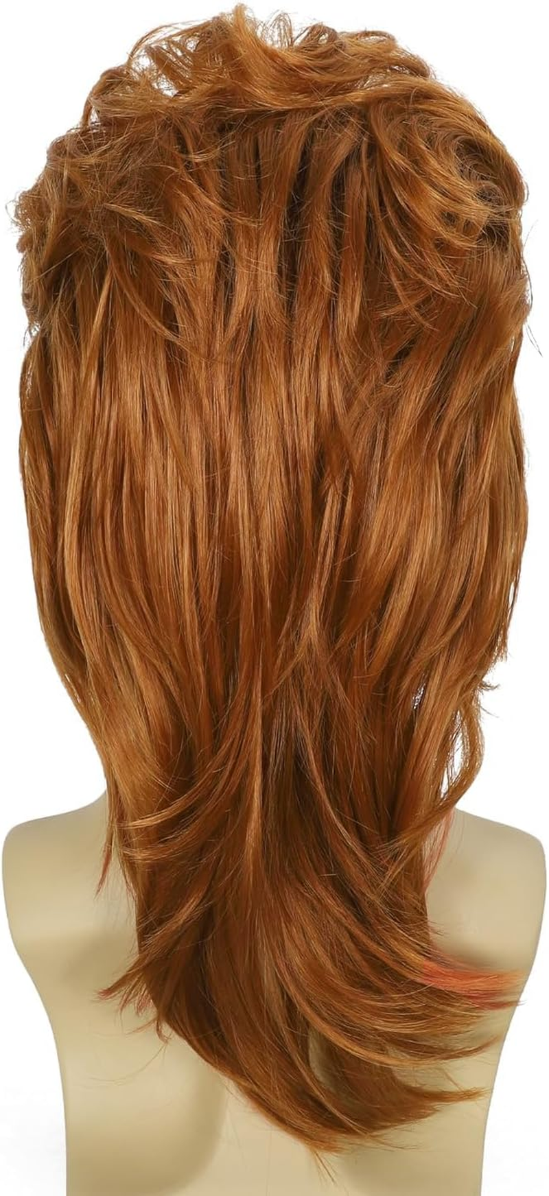 Sabosi Mullet Wig Orange 80S Men Wig,Punk Rocker Hair Party Daily Halloween Costumes Long Wigs - Black image number 4
