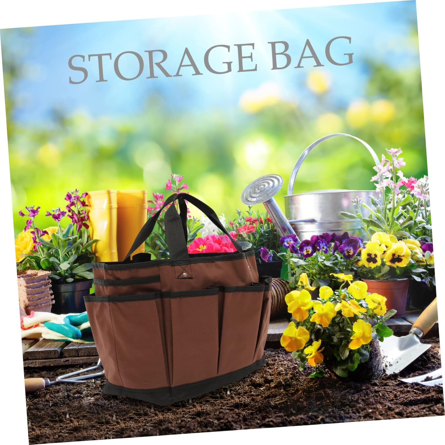 GANAZONO Tool Storage Bag Portable for Gardening Multiple Pockets Made of Oxford Fabric for Carrying Repair Tools and Maintenance Supplies image number 3