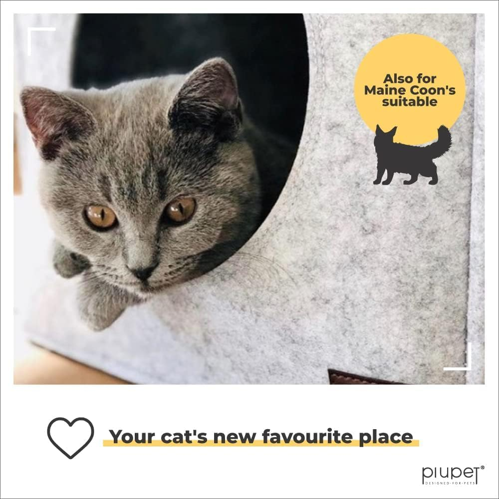 Piupet&reg; Cat Den with Cushion, Suitable for IKEA Kallax & Expedit Shelves, Cuddly Cave in Grey image number 3