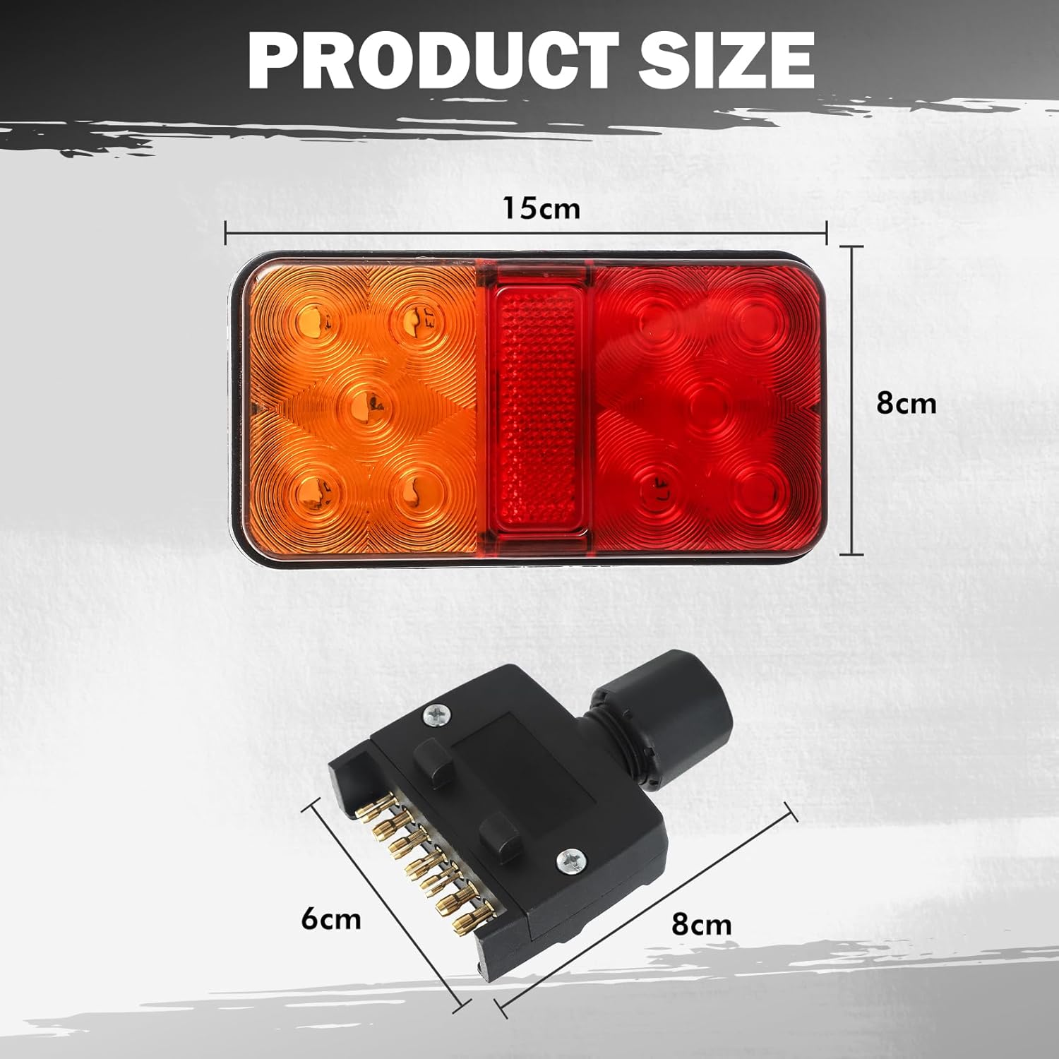 4 Pack 10-LED Trailer Tail Light Kit, 8M 5 Core Cable, 7 Pin Flat Plug for 10-30V UTE Caravan Trailer