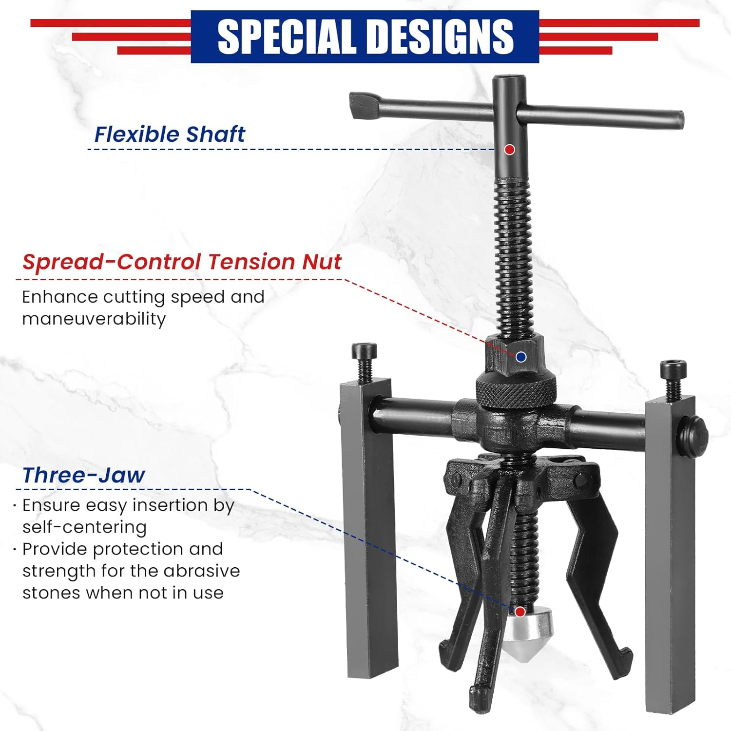 NYXOVA 3 Jaw Bearing Puller, Manual Internal Puller 3 Jaw Bearing Puller Set Extractor Wheel Bearing Puller Tool for Car SUV Motorcycle Motorbike image number 5