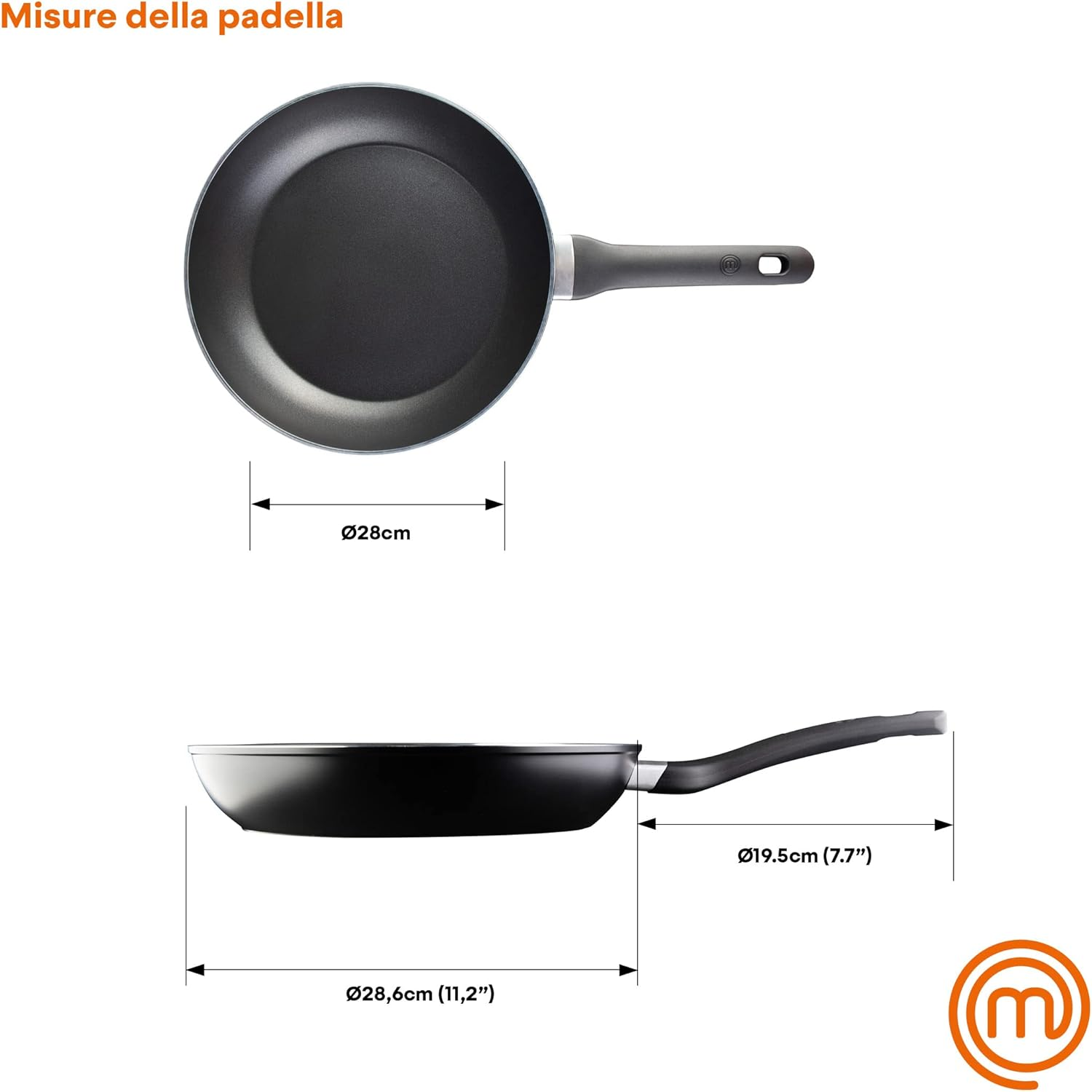 Masterchef Non Stick Frying Pan 24Cm for Induction Hob, Gas, Halogen & Ceramic Stoves, Swiss Engineered for Even Heat Distribution, Scratch Resistant, Dishwasher Safe, Aluminium image number 4