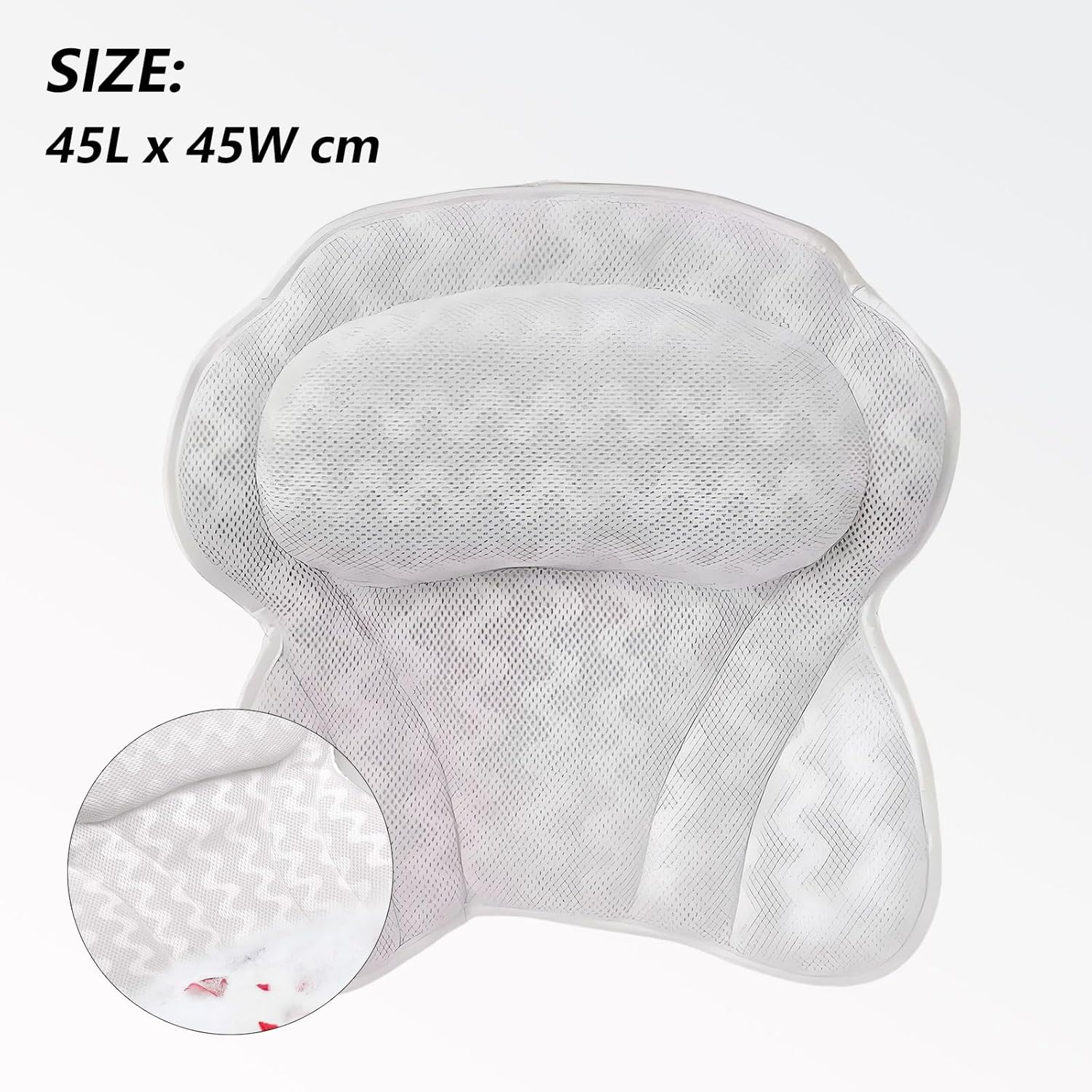 Bath Pillow for Bathtub with Head and Neck Support, 6 Strong Grip Suction Cups for Non Slip, 3D Air Mesh Fabric Soft- Povtor image number 4