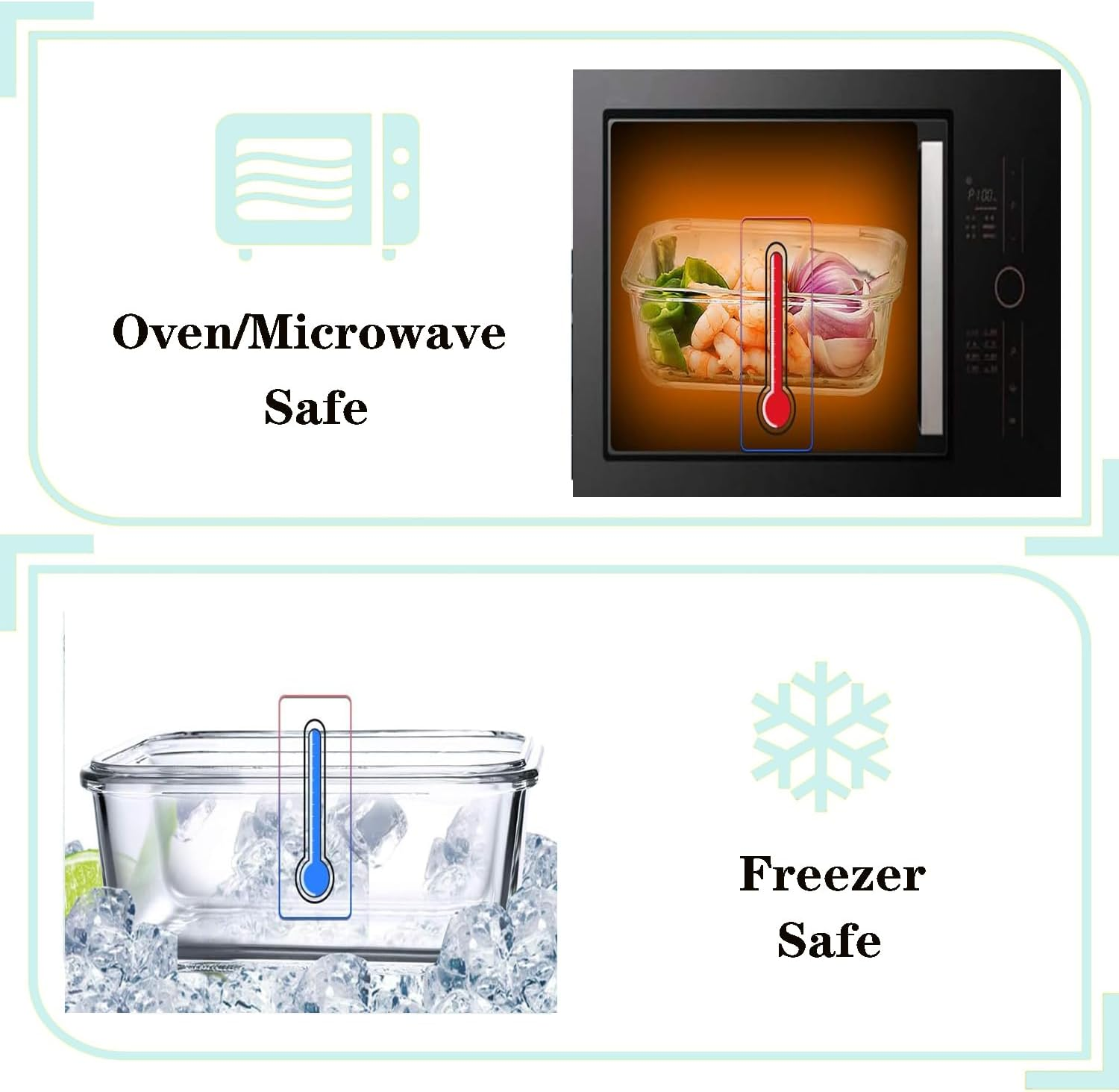 Glass Food Storage Containers, 8 Pack Airtight Glass Containers with Plastic Lids (1040Ml/35Oz), Lunch Box for Kitchen Storage & Organisation(1 Compartments*3, 2 Compartments*3, 3 Compartments*2)