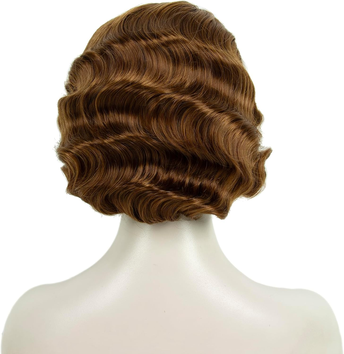 Short Brown 1920S Wig for Women Gatsby Roaring 20S Finger Wave Party Synthetic Full Vintage Wigs for Womens Lady Cosplay Costume Fancy Dress 1920 Flapper Wig image number 2