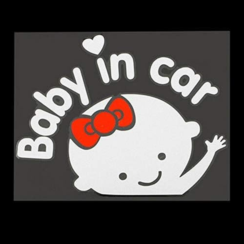 CM Wealth 2Packs - Baby in Car Sticker Decal Baby on Board Sign for Car Safety Sign Cute Baby in Car Waving Sticker (Boy+Girl) image number 2
