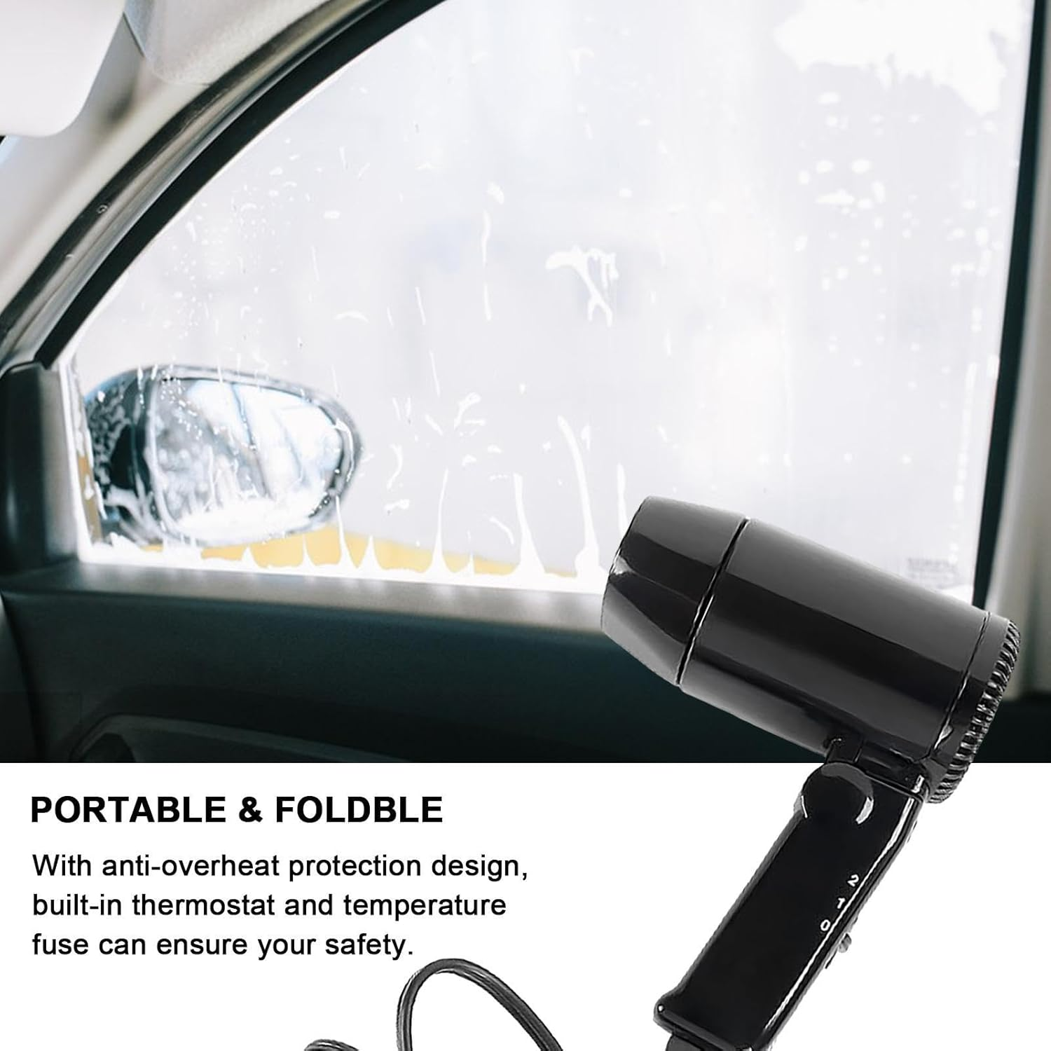 Blow Dryer for Car - 12V Folding Hair Drier Car Hair Dryer | Car Folding Hair Dryer, Small Car Hair Dryer, Car High Power Hair Dryer, Car Hot&Cold Folding Hair Dryer, Car Styling Hair Dryer image number 4