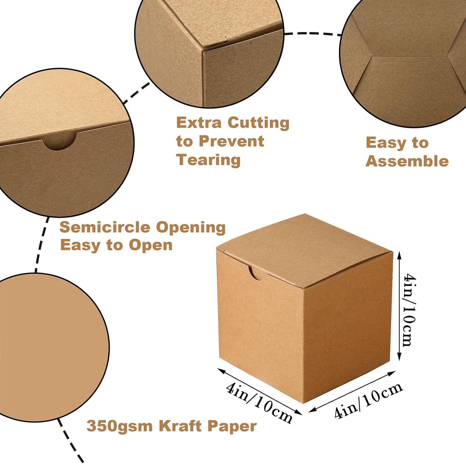 SHIPKEY 10PCS Kraft Gift Boxes with Lids |4X4X4 Inch Square Boxes | Small Gift Boxes Suitable for Party, Wedding, Christmas, Holidays, Birthdays and All Other Occasions&hellip; image number 2