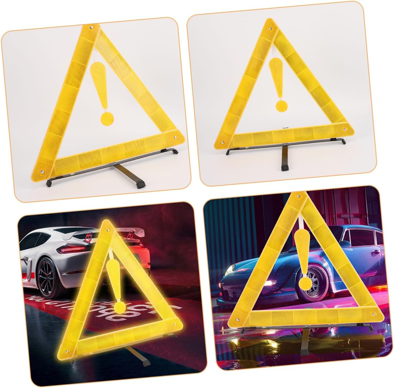 ULTECHNOVO Warning Triangle Road Safety Kit Foldable Reflective Roadside Triangles for Car Emergencies for Roadside Safety for Parking Warning image number 6