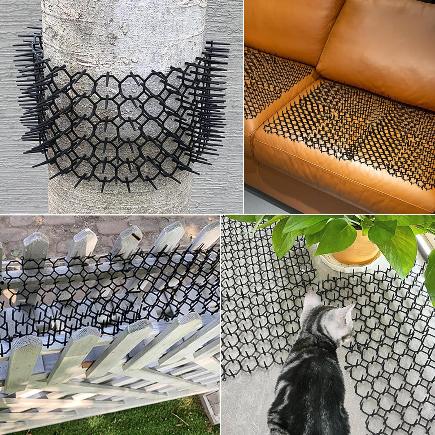 Thorn Grid against Cats, 12 Pieces Cat Protection Mat with Tips, Cat Repellent Mat, anti Cat Mat, Thorn Grid Animal Barrier with 12 Nails and 20 Cable Ties for the Garden image number 6