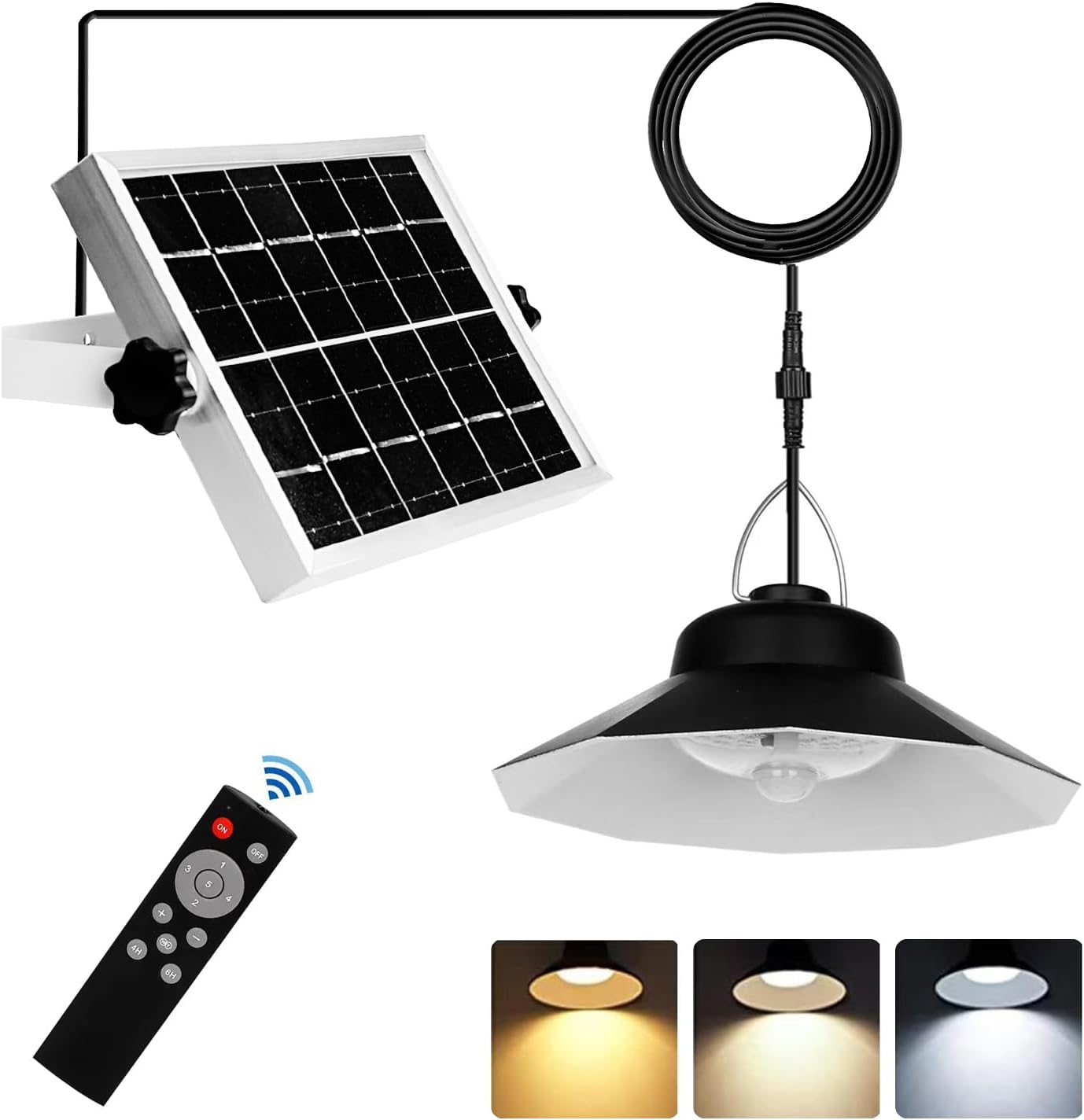 Solar Lights Indoor Outdoor 1200LM, Motion Sensor Solar Shed Light Daytime Working 3 Colors Solar Powered Security Light with Remote for Gazebo Backyard Home Barn Shed Tent image number 5