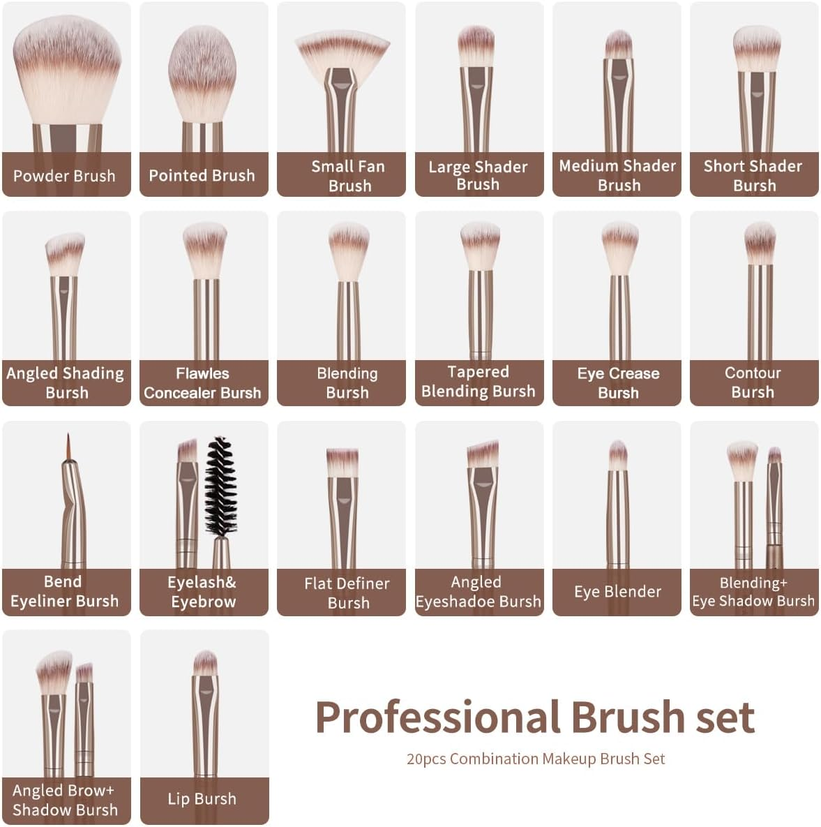 MAANGE Makeup Brushes Set 30 Pcs Makeup Tool Set with Gift Box, Multi-Functional Makeup Kit Powder Brush Make up Brushes for Women (Champagne, 30 Piece Set) image number 4