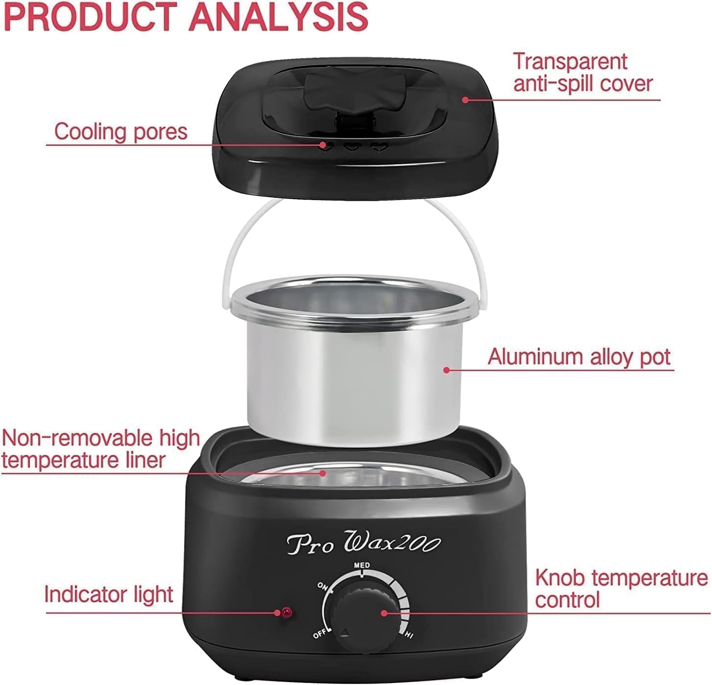 Waxing Kit, Wax Melt Warmer for Hair Removal, Wax Kit for Women and Men Full Body- Legs- Face- Eyebrows- Professional Electric Wax Pot for Hard Bikini and Strip Wax Beads Paraffin image number 5