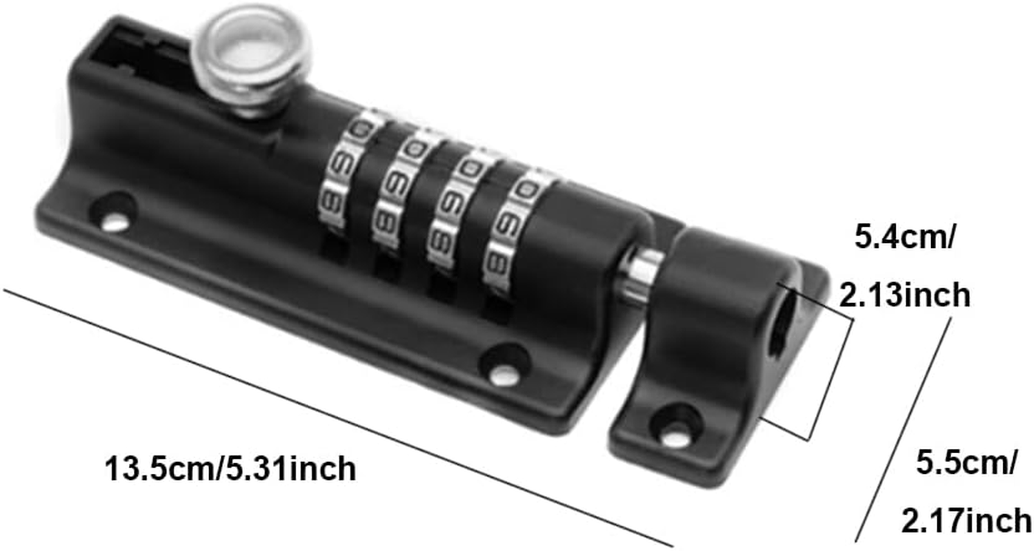 Combination Locking Bolt, Four-Digit Combination Latch Lock Combination Slide Locks Tamper Proof Slide Bolt Security Gate Lock for Door Window Garages(Black)