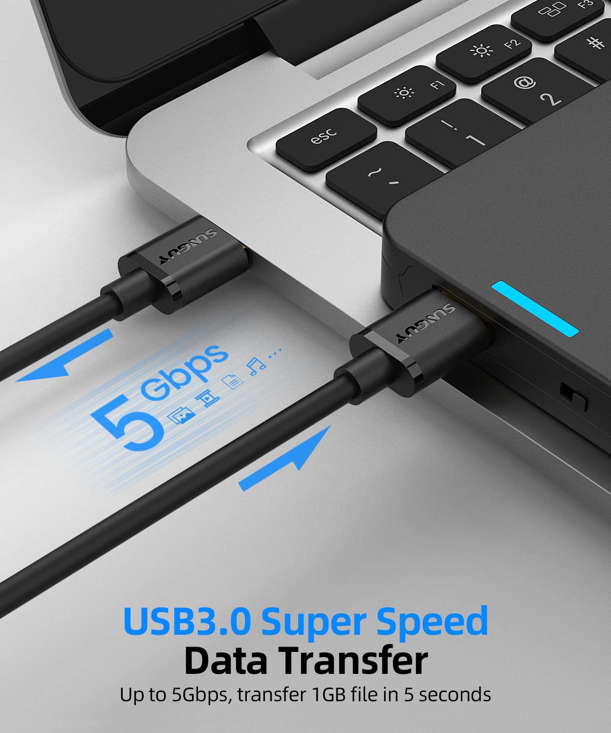 SUNGUY USB to USB Cable 3.3Ft/1M, USB 3.0 Type a Male to Type a Male Cable Data Transfer up to 5Gbps Compatible with Printers, Modems, Hard Drives, Monitor, Camera, Wacom, DVD, Hub image number 3
