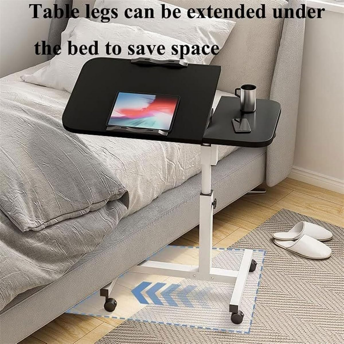 AIMALL Folding Computer Desk Stand - Adjustable Floor-Standing Reading Table for Lazy People, Movable Bedside Table, Electric Height Adjustment - Foldable-Computer-Desk-Stand-White image number 3