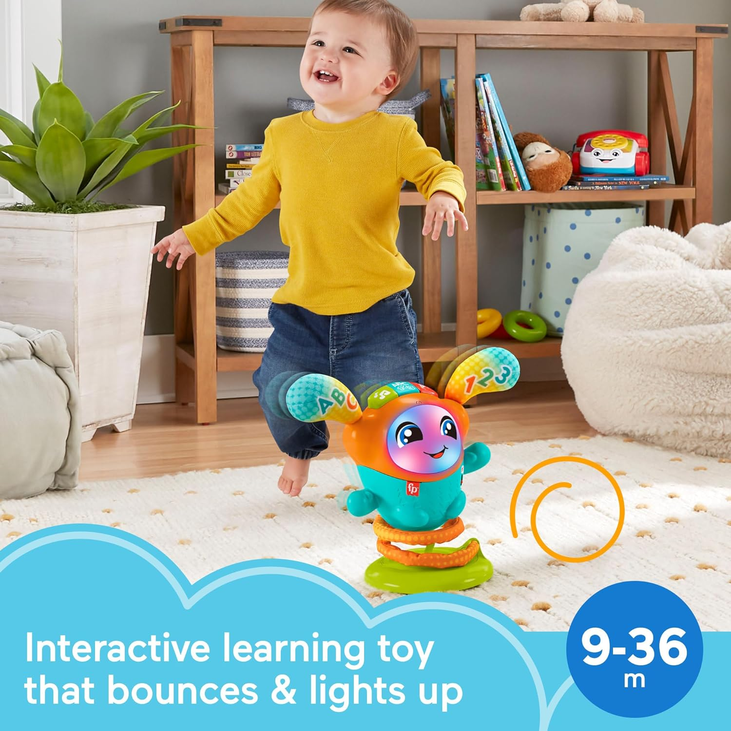 Fisher-Price Baby & Toddler Learning Toy DJ Bouncin&rsquo; Beats with Music Lights & Bouncing Action for Ages 6+ Months image number 4