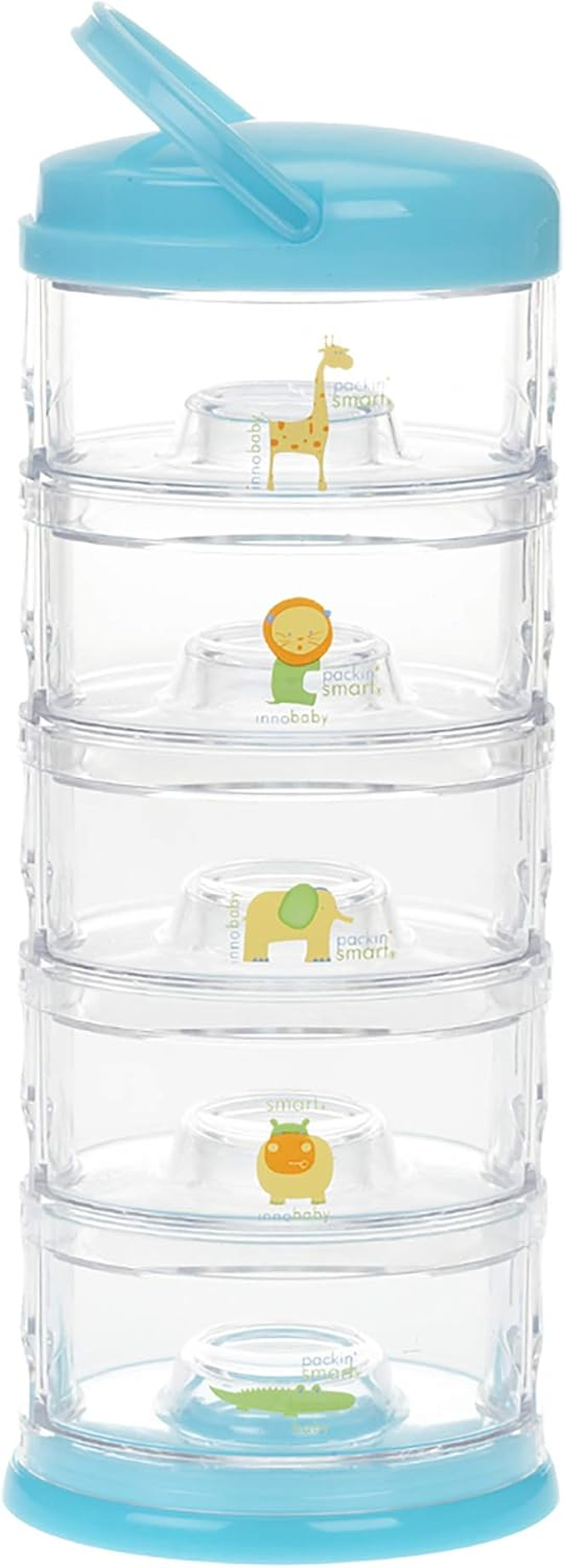 Innobaby Packin' Smart Stackable and Portable Storage System for Formula, Baby Snacks and More. 5 Stackable Cups in Lime Sorbet. BPA Free.