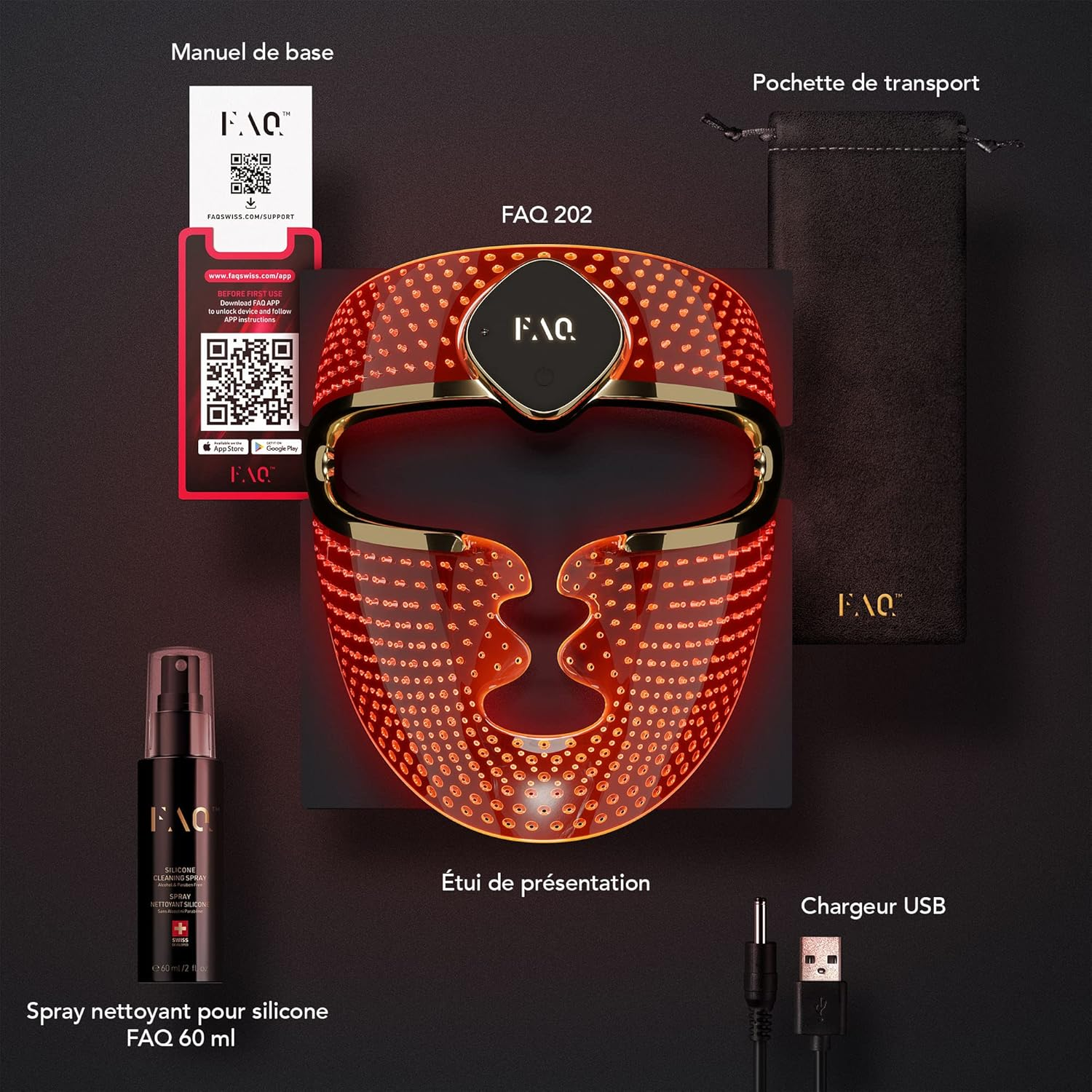 FAQ 202 Advanced NIR + 7 LED Lights Face Mask - for Spots & Mild Acne - Face Masks Skincare - Wireless Face Masks Beauty - 600 Glow Points - Wearable Skin Care image number 6