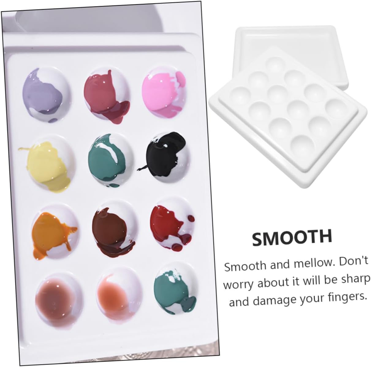 Gogogmee Ceramic Manicure Nail Color Mixing Tray with Dustproof Cover Lightweight Nail Art Palette and DIY Polish Blending White image number 2