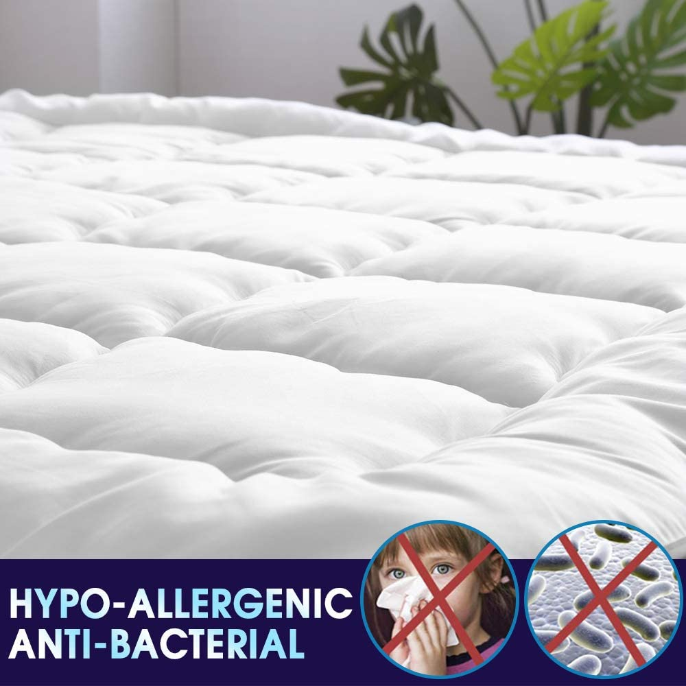 Dreamz Mattress Topper Bedding Pillowtop Bed Mat Pad Protector Cover Medium Soft Comfort Breathable Underlay Hypoallergenic Machine Washable (King Size) image number 5