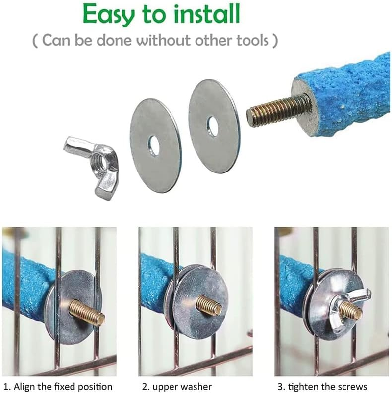 5 Sizes Colorful Pet Bird Cage Perches Stand Platform Chew Toy for Parrot Bites, Durable Emery Pet Bird Cage Accessories