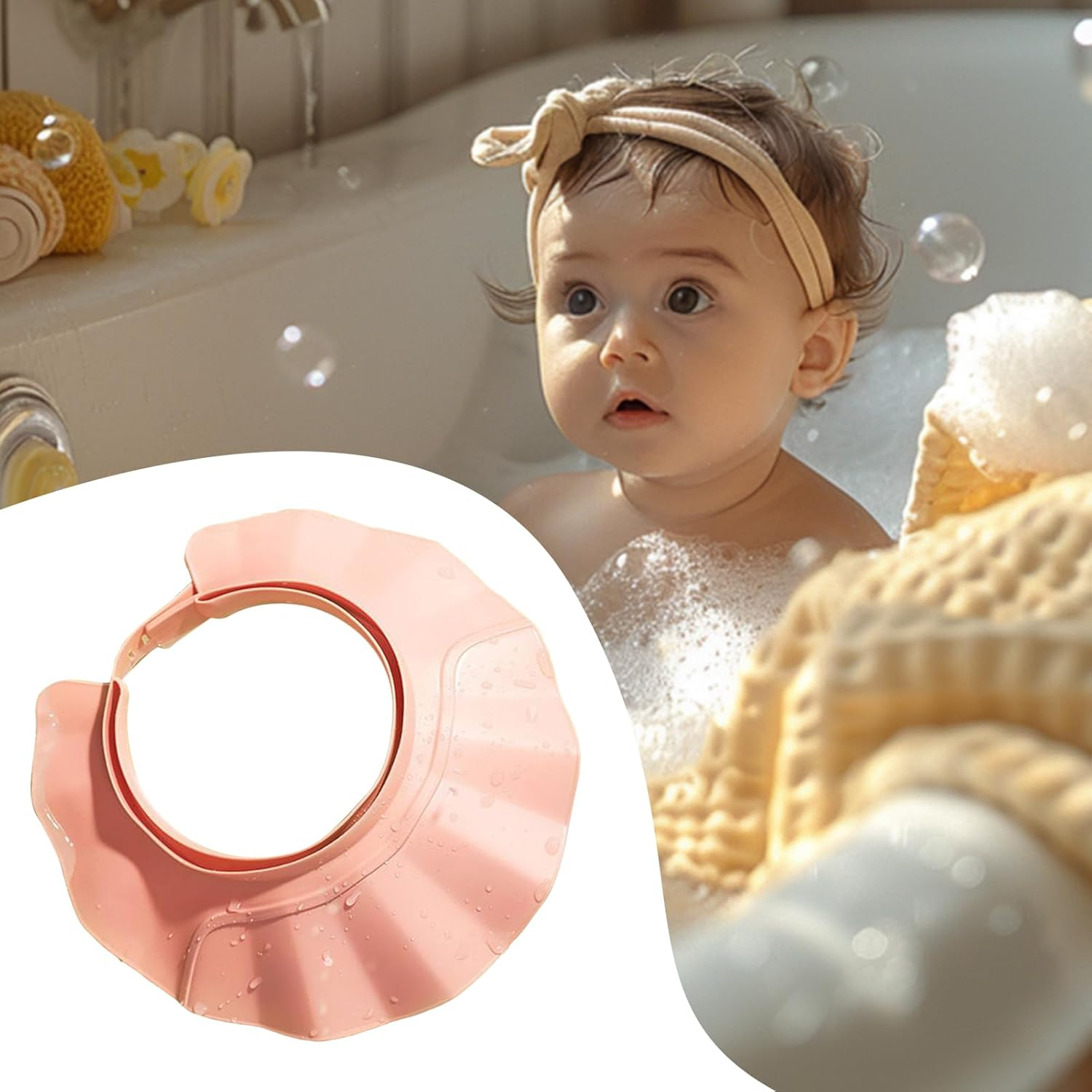 Evnbhgyu Baby Shower Cap Shield - Soft Head Eye Ear Protection Shampoo Shower Hat,Baby Bath Head Shield | for Toddler Children Boys Girls Teens Elderly Pregnant Disabled - Pink image number 5