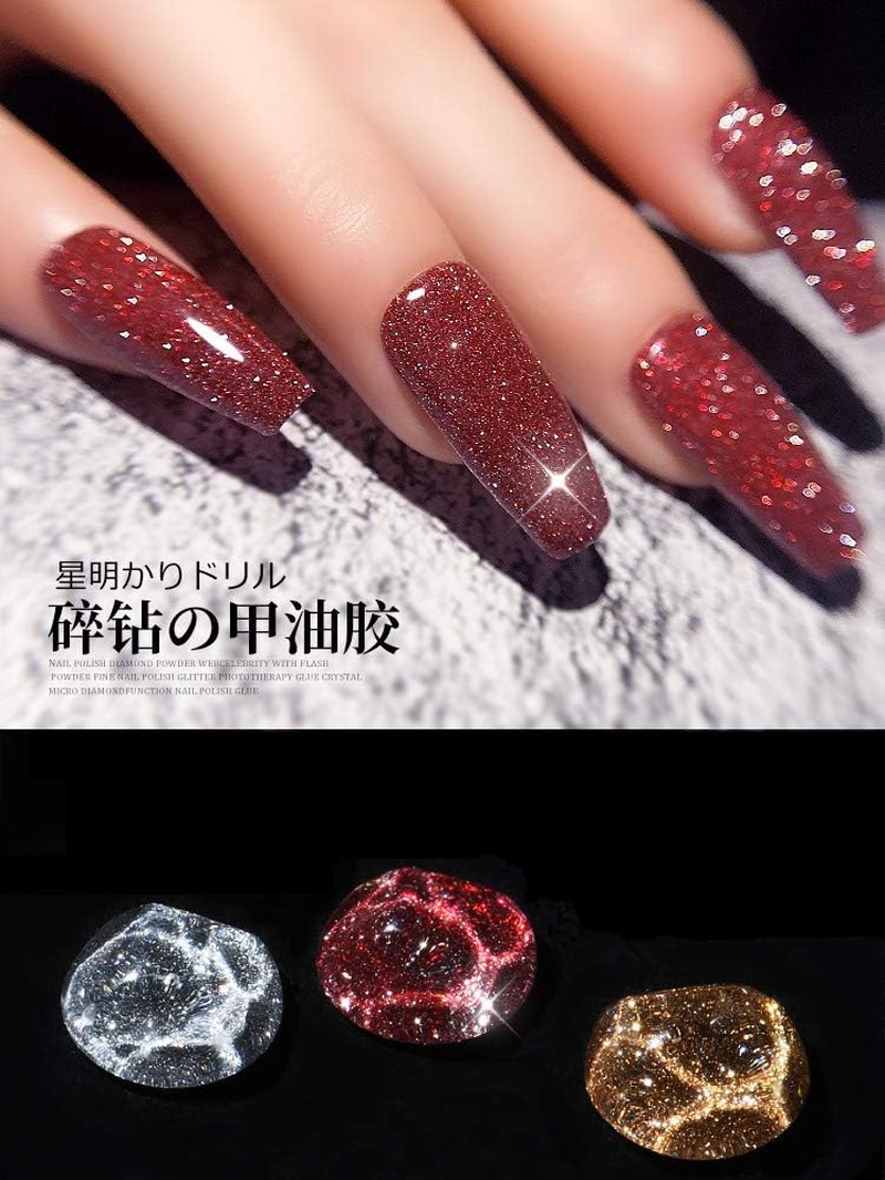 Joligel Glitter Gel Nail Polish Set 6Pcs Diamond Shine Super Sparkly Red Purple Blue Silver Gold Green, Soak off UV LED Gel Polish Manicure Nail Lacquer Kit, 10ML Each Bottle image number 2