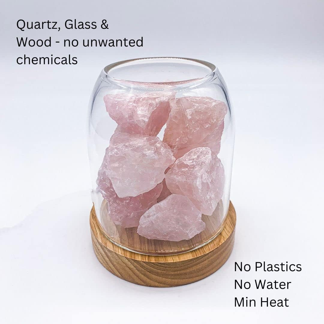 Crystal Essential Oil Diffuser, Rose Quartz Crystal, Glass Diffuser, Stylish Diffuse, Handcrafted Aromatherapy, No Plastics, Fragrance Diffuser