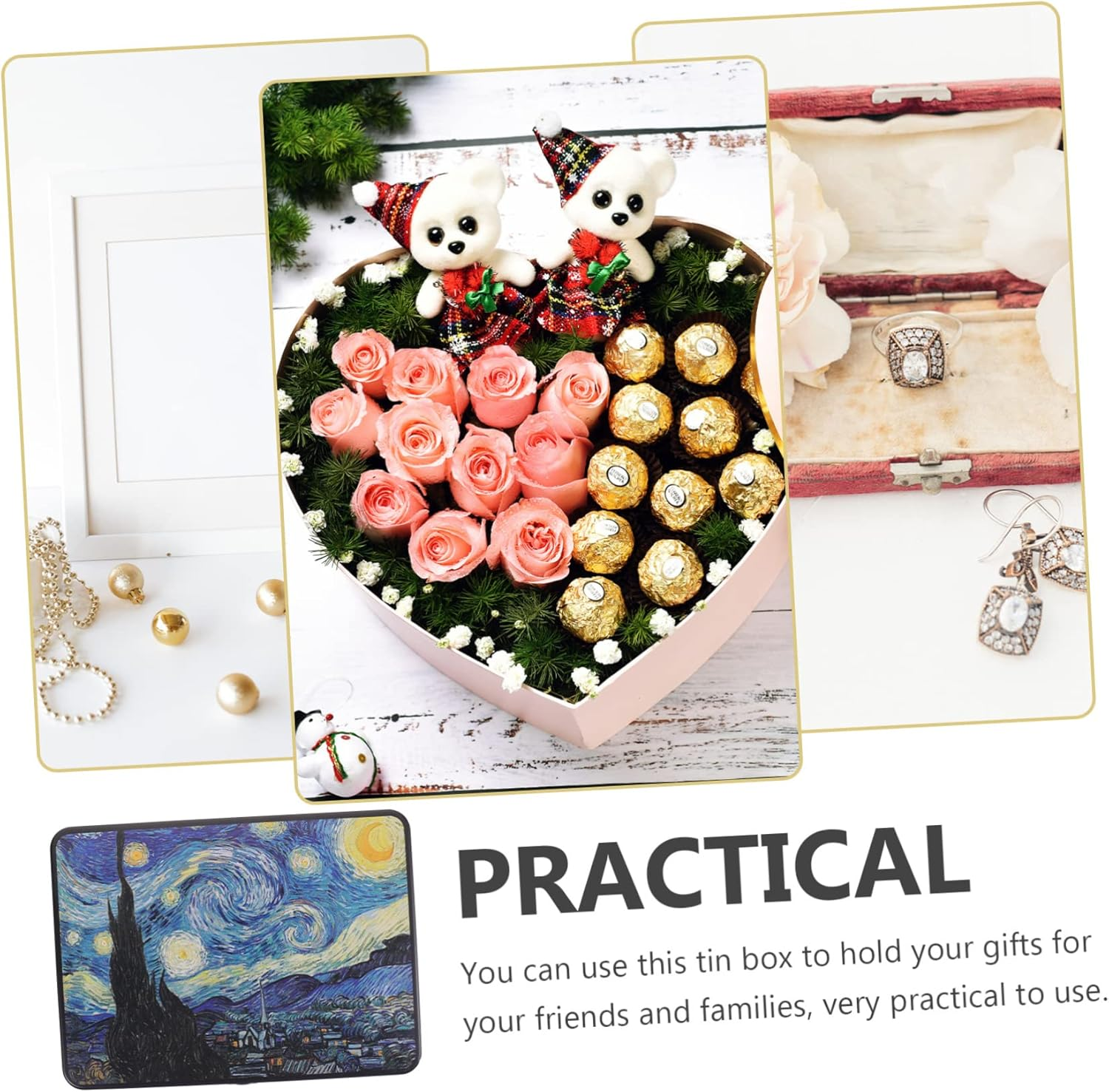 Lockable Vintage Tin Storage Box Lid, Large Metal Decorative Jewelry Organizer Case Key, Secure Desktop Storage for Keepsakes and Personal Items image number 6