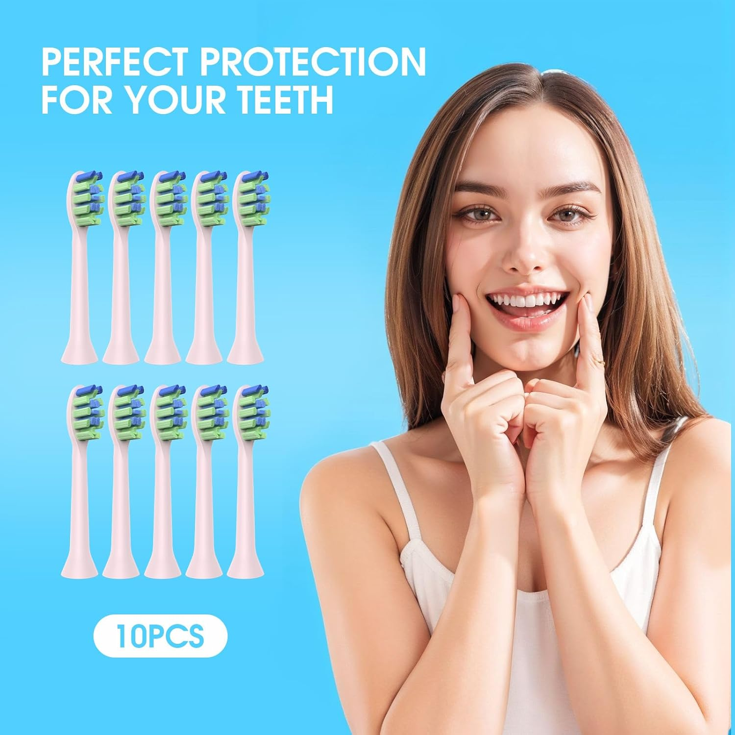 Toolsy 10PCS Replacement Heads Compatible with 7Am2M AM100/AM101/AM105/AM111 Electric Toothbrush- Click Toothbrush Refills Compatible with 7Am 2M, 10 Count (Pink) - Pink image number 6