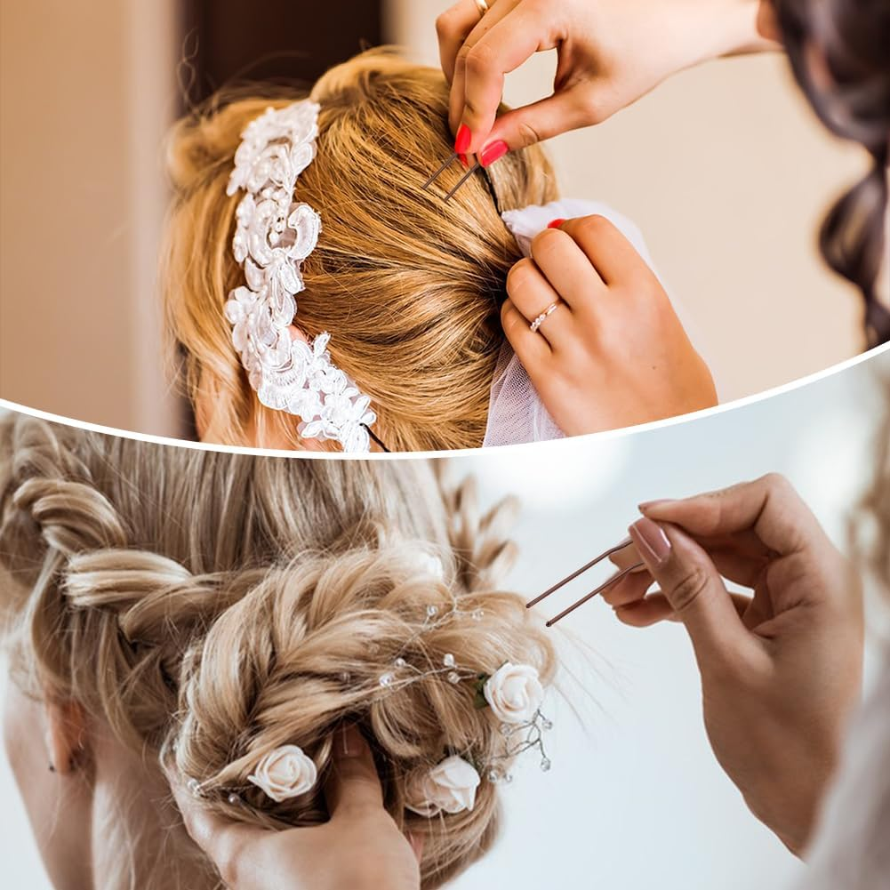 AHANDMAKER 30 Pcs U Shaped Hair Pins, 2.5 Inch Ballet Buns Bobby Pins Hair Clips Brown Metal U Shaped Hairpins for Updo Bun with Storage Box Hairs Accessories for All Women Hair Types image number 4