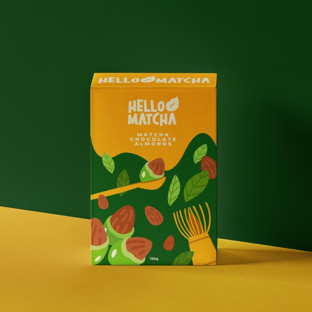 Hello Matcha Premium Organic Matcha Chocolate Almonds, 150G - Gourmet Candy Coated Almonds with Rich Matcha and Smooth White Chocolate, Made with High-Quality Organic Ingredients, Perfect for Snacking or Gifting image number 2