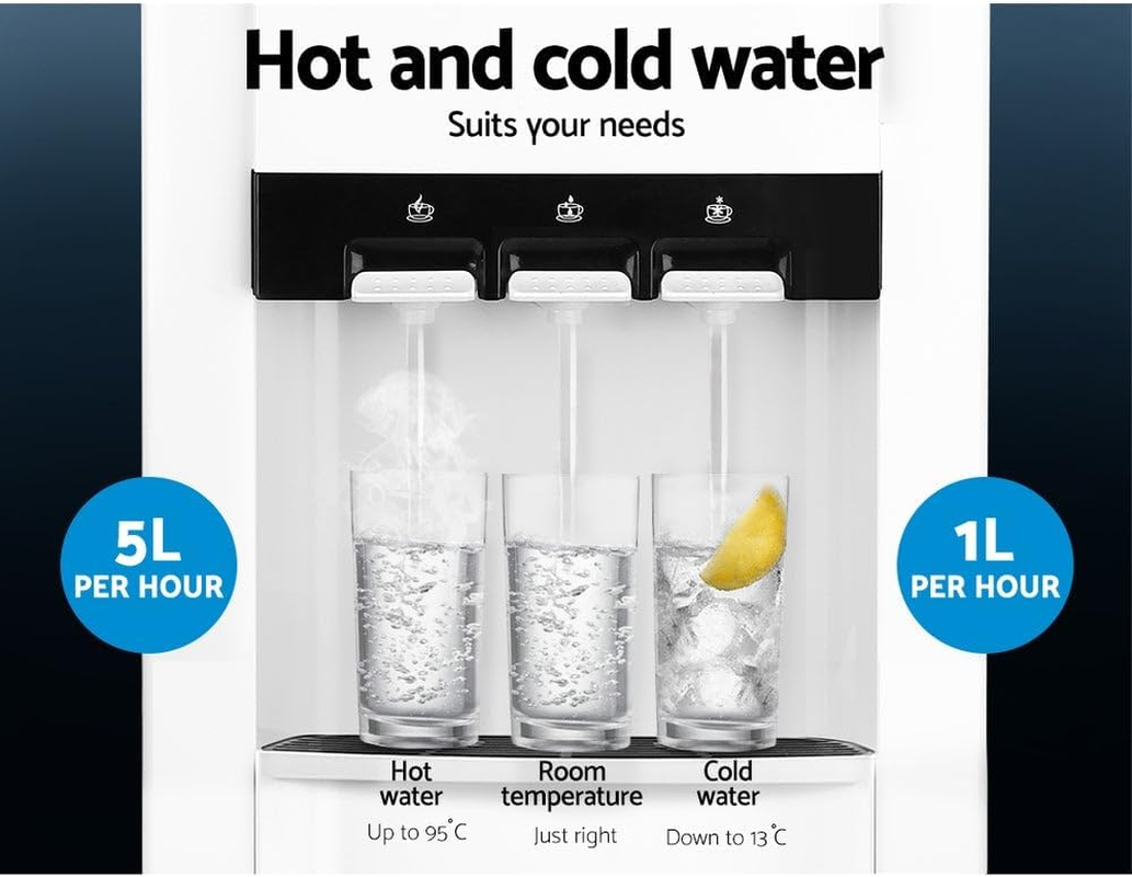 Devanti Water Dispenser Top Loading Cooler for Office Home Living Room Indoor, Portable Cold Hot Chiller Purifier 22L with Filter Bottle, Benchtop White 3 Temperature Settings image number 6