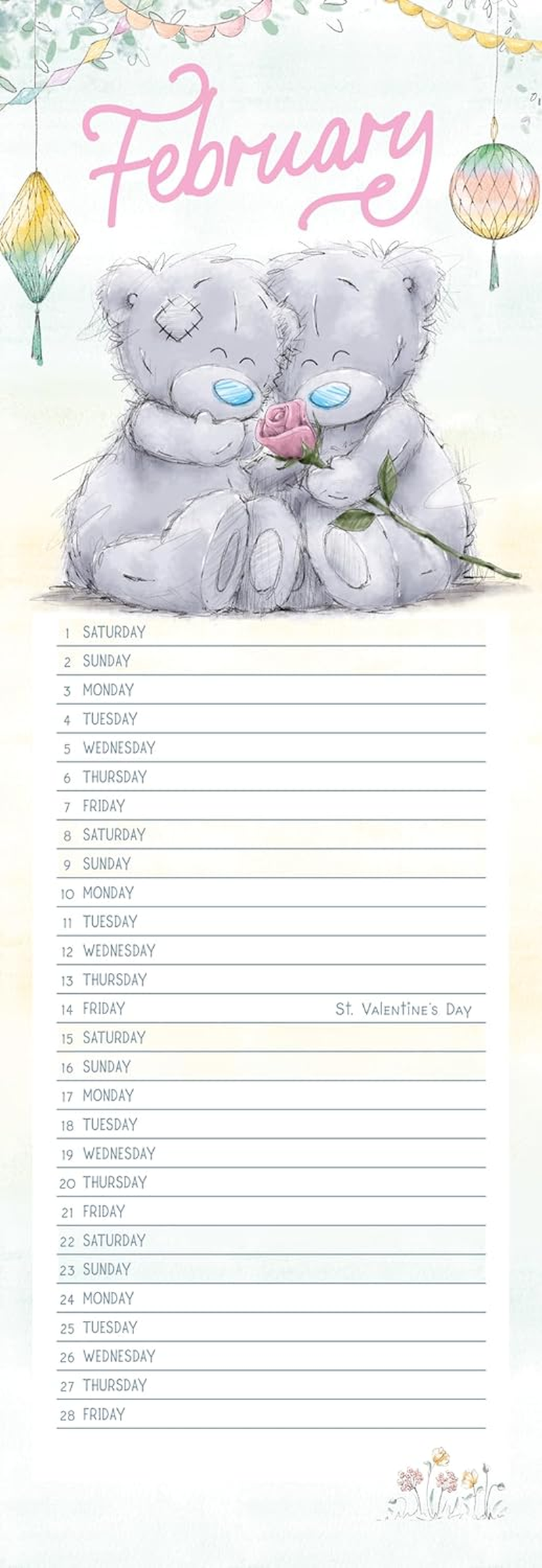 Me to You Tatty Teddy 2025 Classic Slim Calendar image number 2