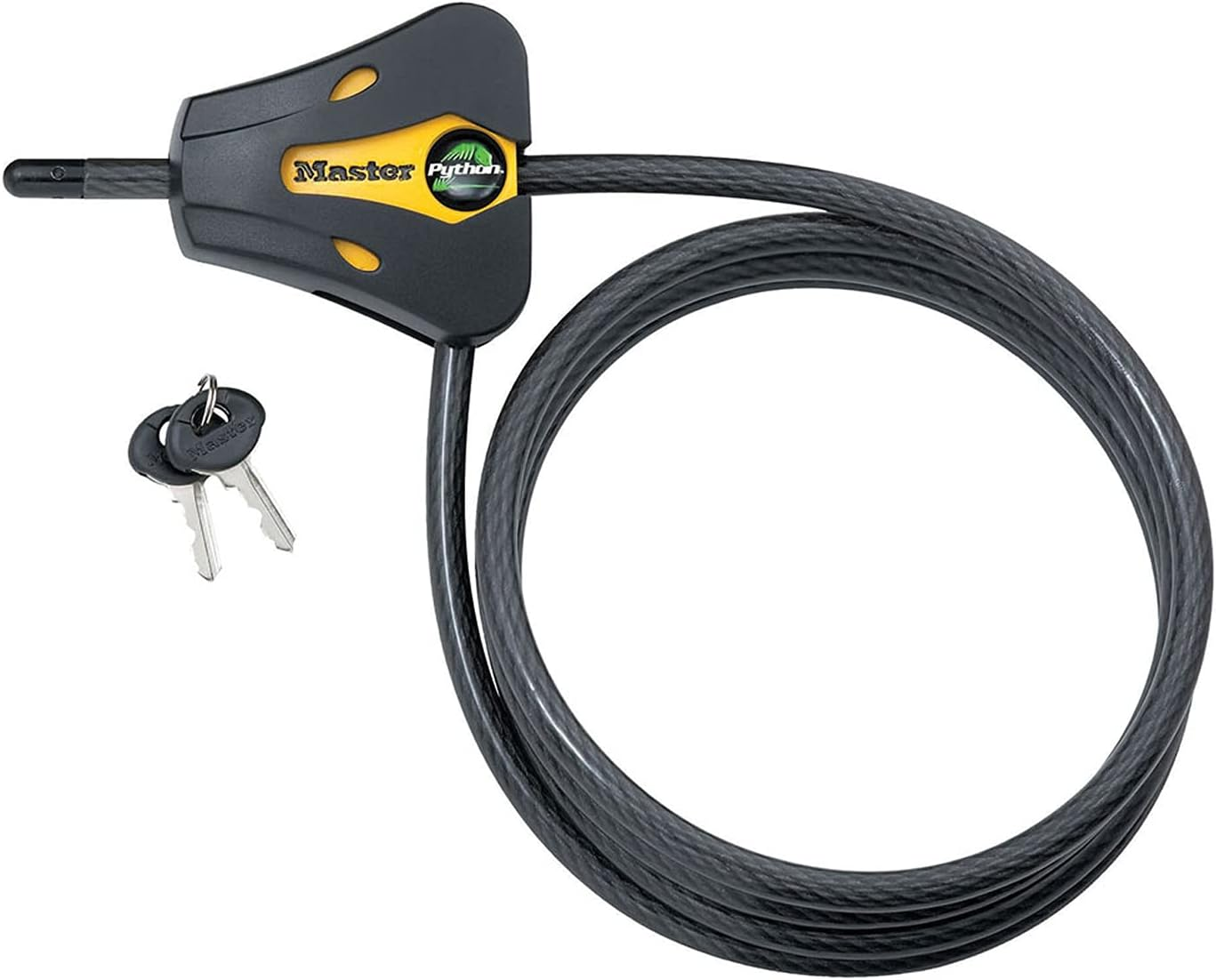 Master Lock Master Lock Cable Lock, Python Adjustable Keyed Cable Lock, 6 Ft. Long, Yellow & Black, 8419DPF, 8419DPF