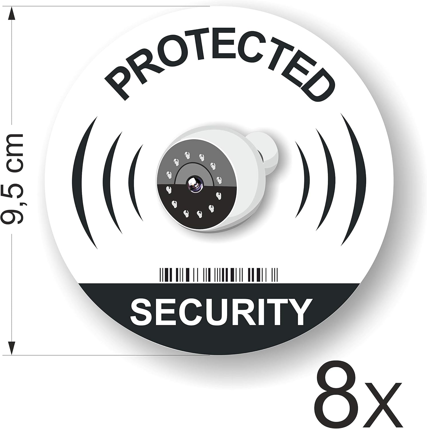 8 round IP Security Camera Stickers - 95Mm - Indoor & Outdoor - Deterrent for Thieves image number 3