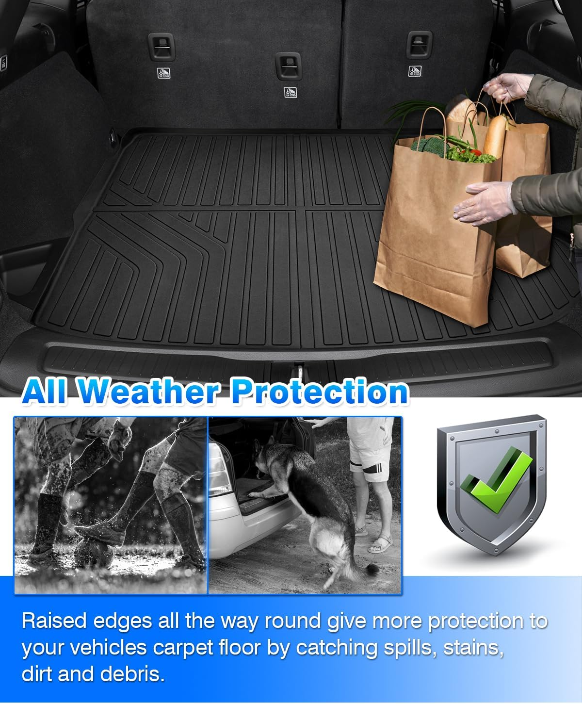Cartist Cargo Liner Fits for Jeep Grand Cherokee 2022 2023 2024 2025 5 Seater Only (NOT for WK or Grand Cherokee L) All Weather Trunk Mat for Grand Cherokee Accessories Heavy Duty image number 4