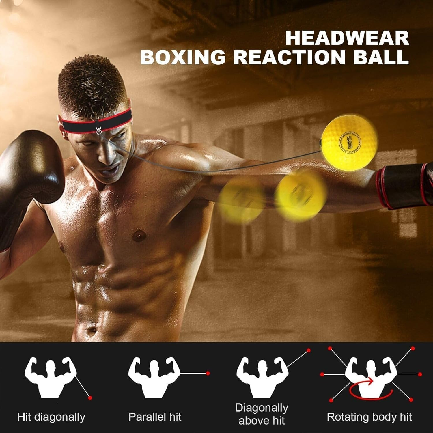 Riksam Boxing Reflex Balls Family Pack &ndash; Boxing Ball MMA Set with 2 Adjustable Headband and 4 Levels Boxing Ball to Improve Speed and Hand-Eye Coordination for Men, Kids Boxing Equipment image number 2