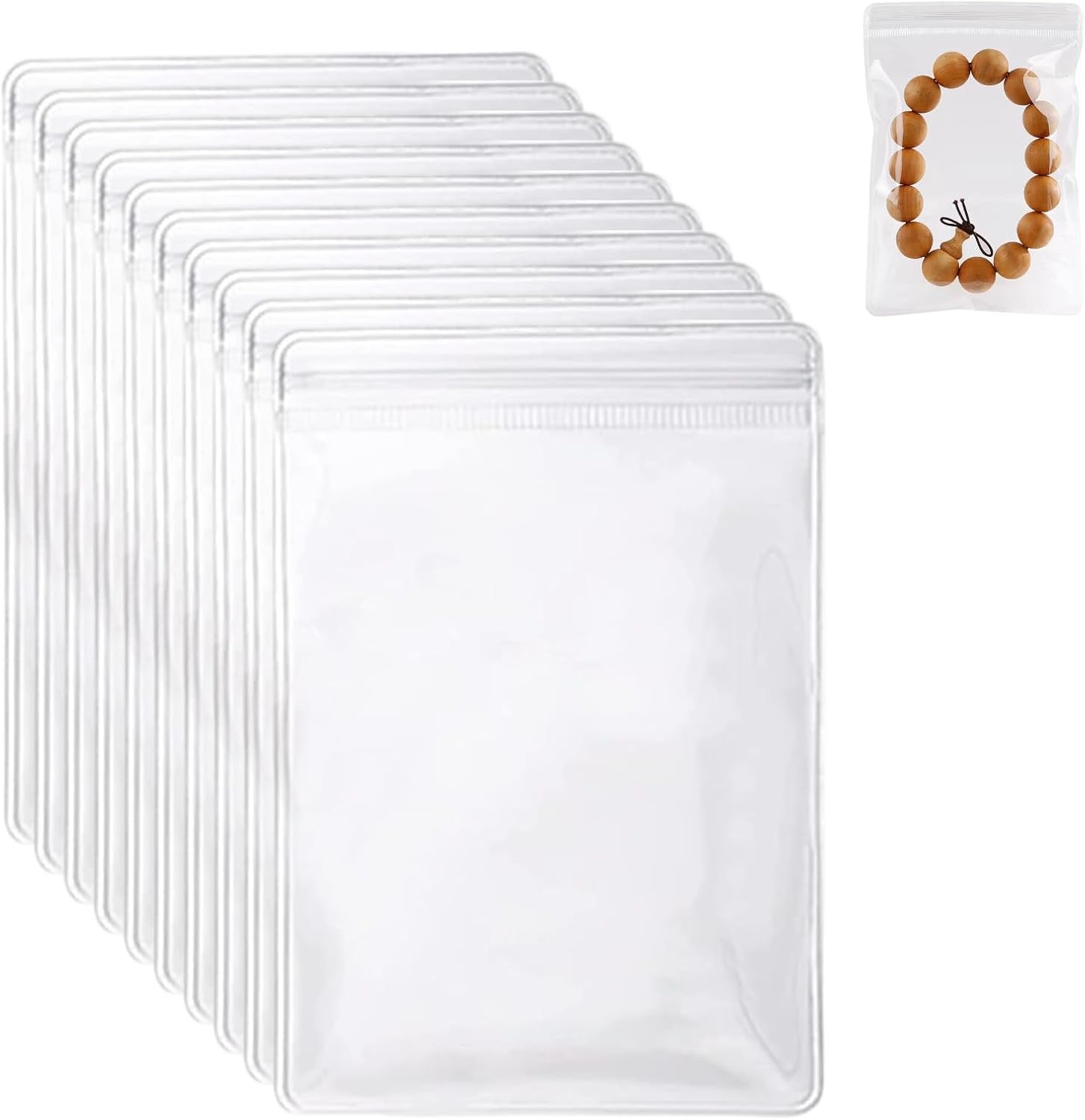 Kalione Clear PVC Storage Bags, 10 or 14 Pack, Airtight Pouches, Moisture-Proof for Medicine, Small Crafts Organization,Jewelry,Earring Ring,Necklace Organizer (10 PCS, 8Cm X 12Cm)