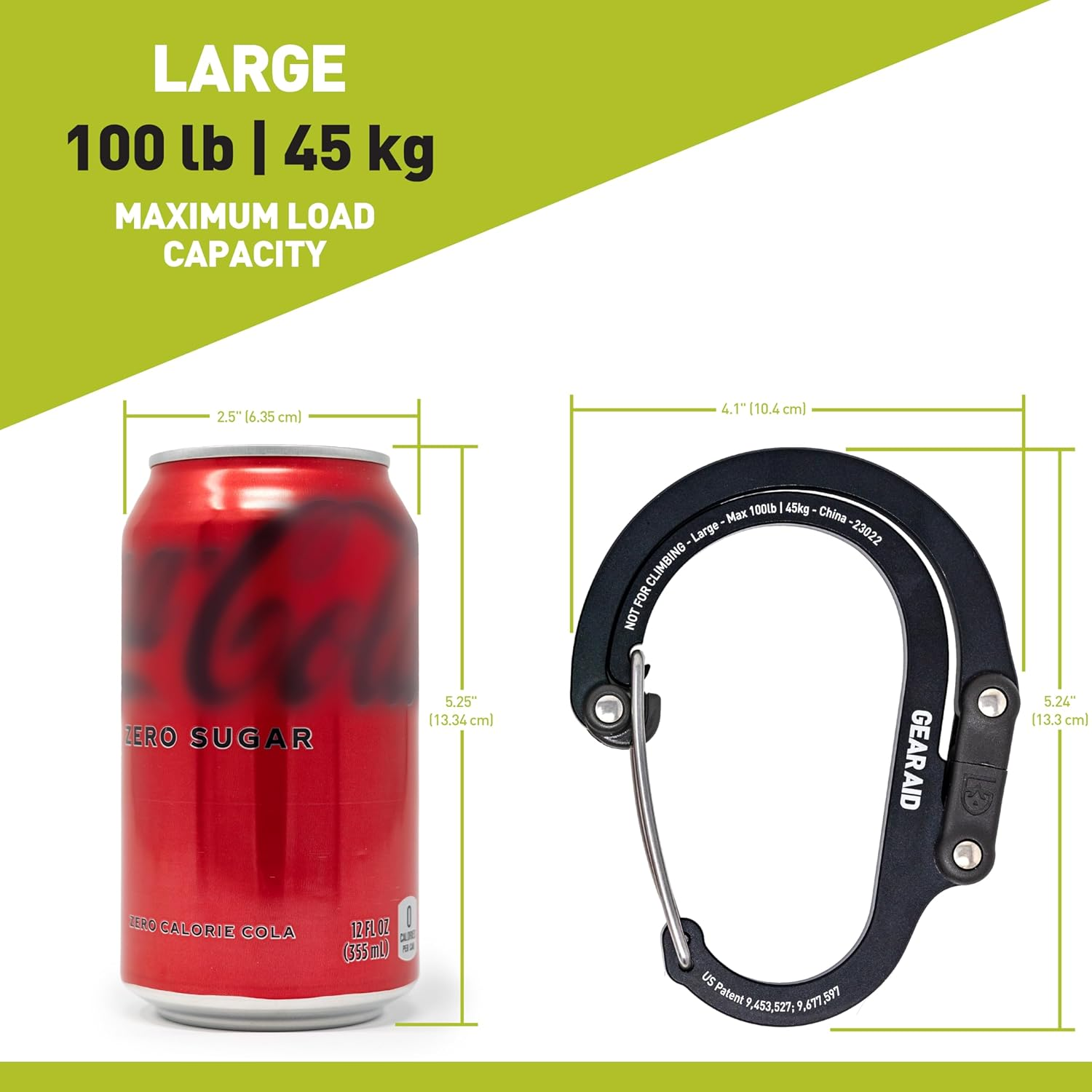 GEAR AID HEROCLIP Carabiner Gear Clip and Hook (Large) for Camping, Backpack, Organization, and Garage image number 2