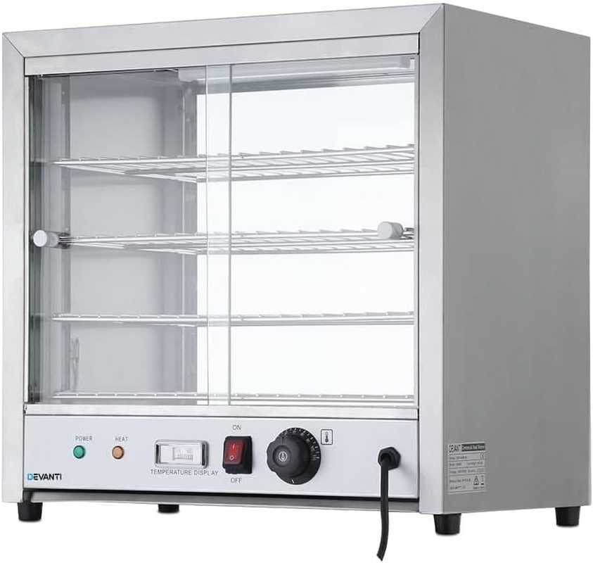 Devanti Food Warmer, 1000W Display Cabinet Commercial Electric Pie Foods Warmers Buffet Showcase Home Kitchen Restaurant Car Appliances Counter Top, with 4 Tier Shelves and Removable Crumb Tray Silver image number 6