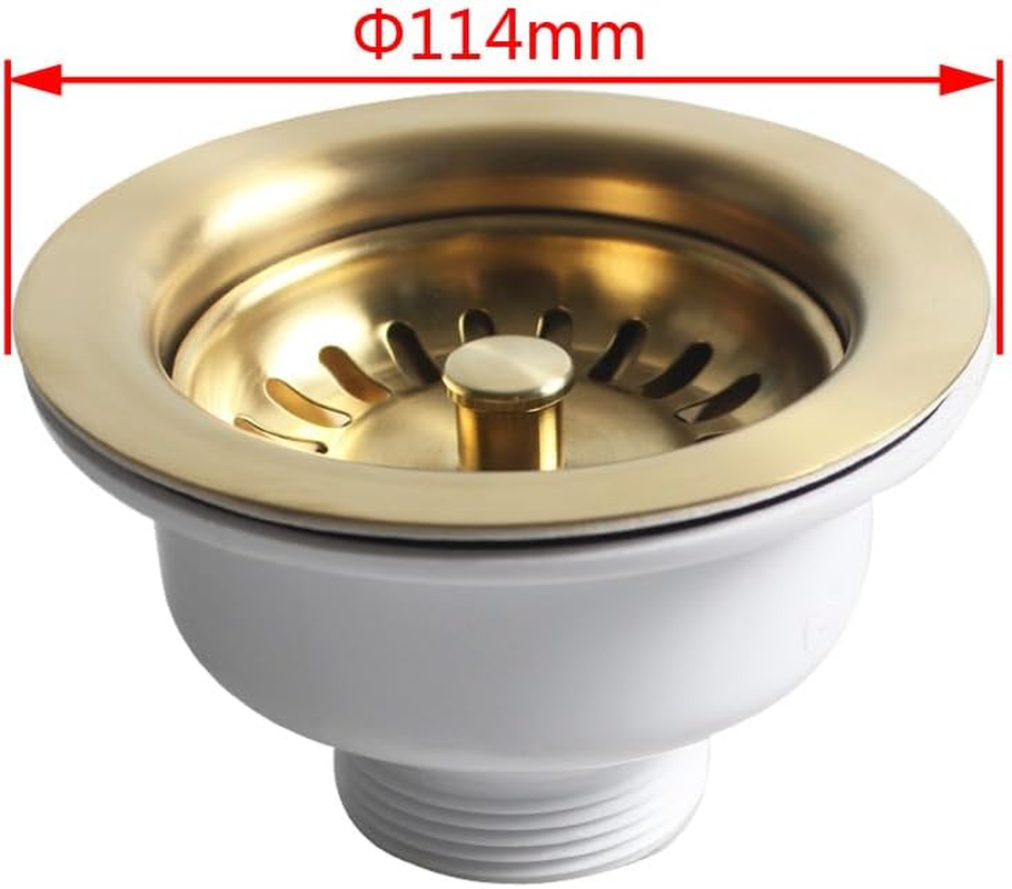TALEA 114 Mm Sink Dish Drainer Drain Kit for Single Bowl Kitchen Sink Drainage Waste Kit Brushed Gold SUS304 Filter XK223C041-K image number 6