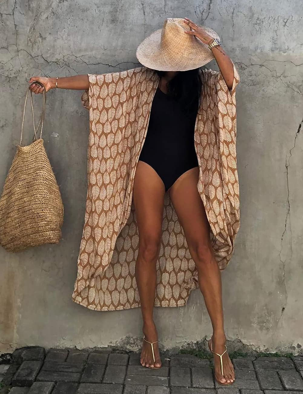 Bsubseach Stylish Tie Dye Open Front Long Kimono Swimsuit Cover up for Women image number 6