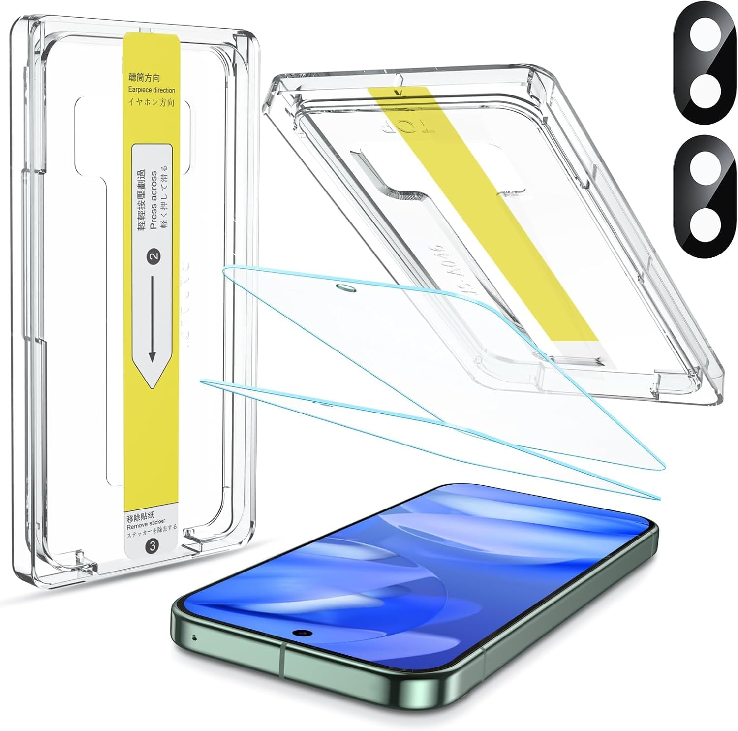 Didisky 4 in 1 Screen Protector for Google Pixel 9A with Dust-Elimination Installation, 2 Pack Tempered Glass Film with 2 Pack Camera Lens Protector,9H Hardness,Hd