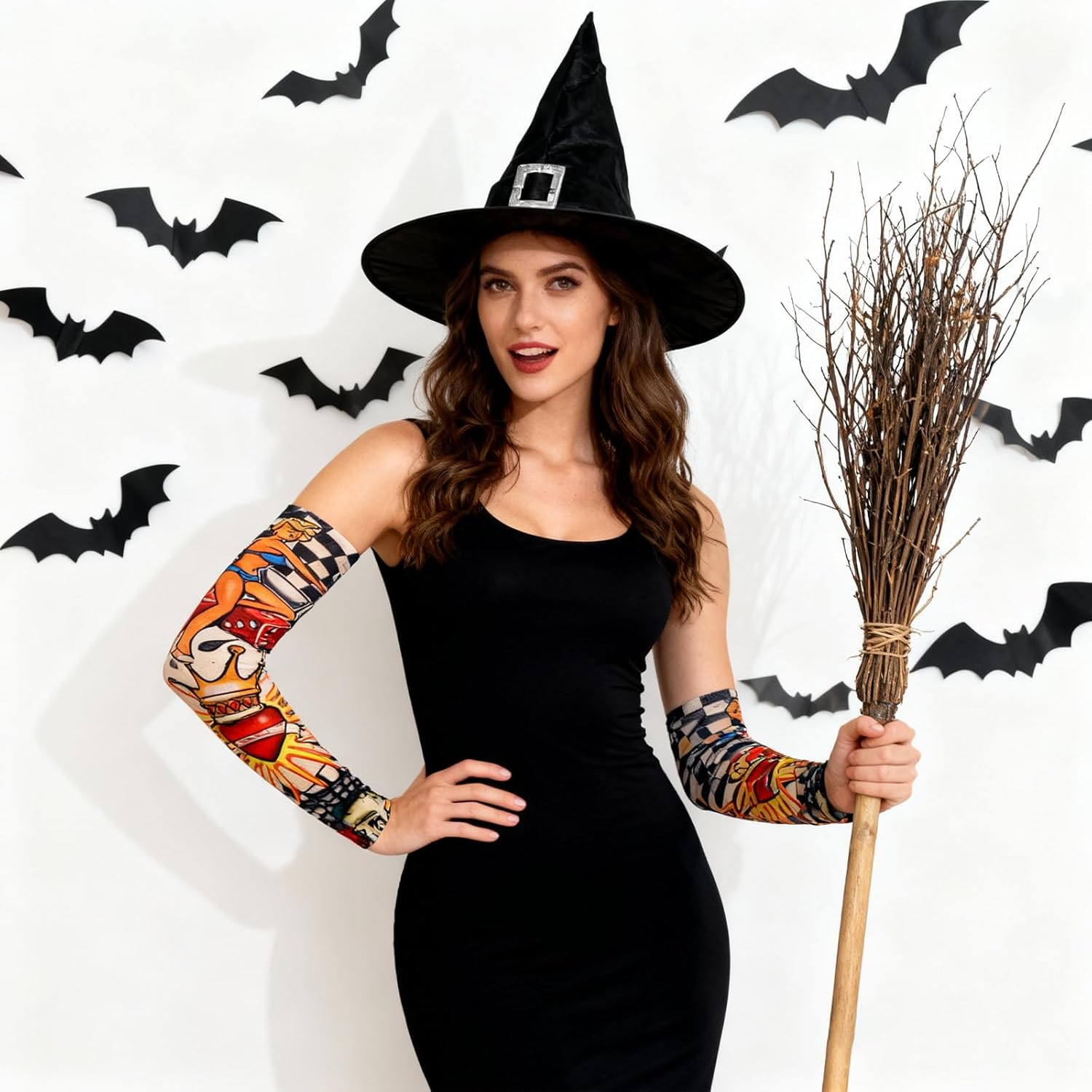 TNSLAND Pack of 16 Tattoo Sleeves, Tattoo Cover, Arm Sleeve Tattoo Arm for Men Women, Tattoo Arm Stockings, Tattoo Sleeve for Sun Protection, Carnival Parties, Warmth (40 X 8.5 Cm)