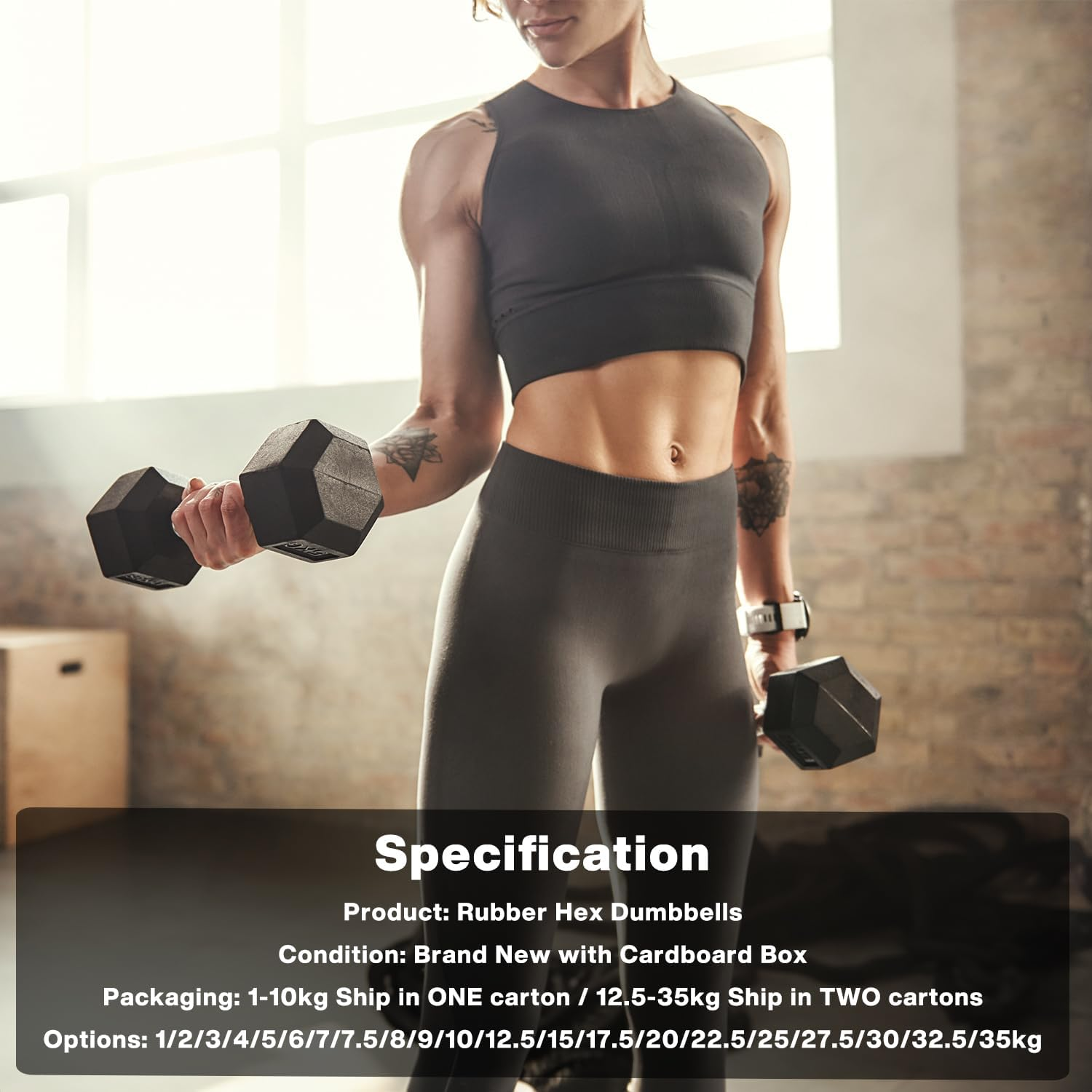 METEOR Hex Dumbbell Sets &ndash; Flat Bottom Rubber Coated Dumbbells, Exercise Weights with Ergonomic Steel Handles, for Strength Training, Body Building, Weightlifting, Workout, Gym, Fitness