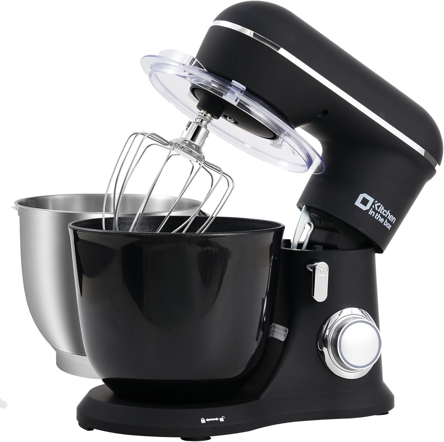 Kitchen in the Box Stand Mixer, 4.5 L & 5 L Mixer, 10+P Speed Dough Mixer with Dough Hook, Whisk and Beater,1300 W, Black