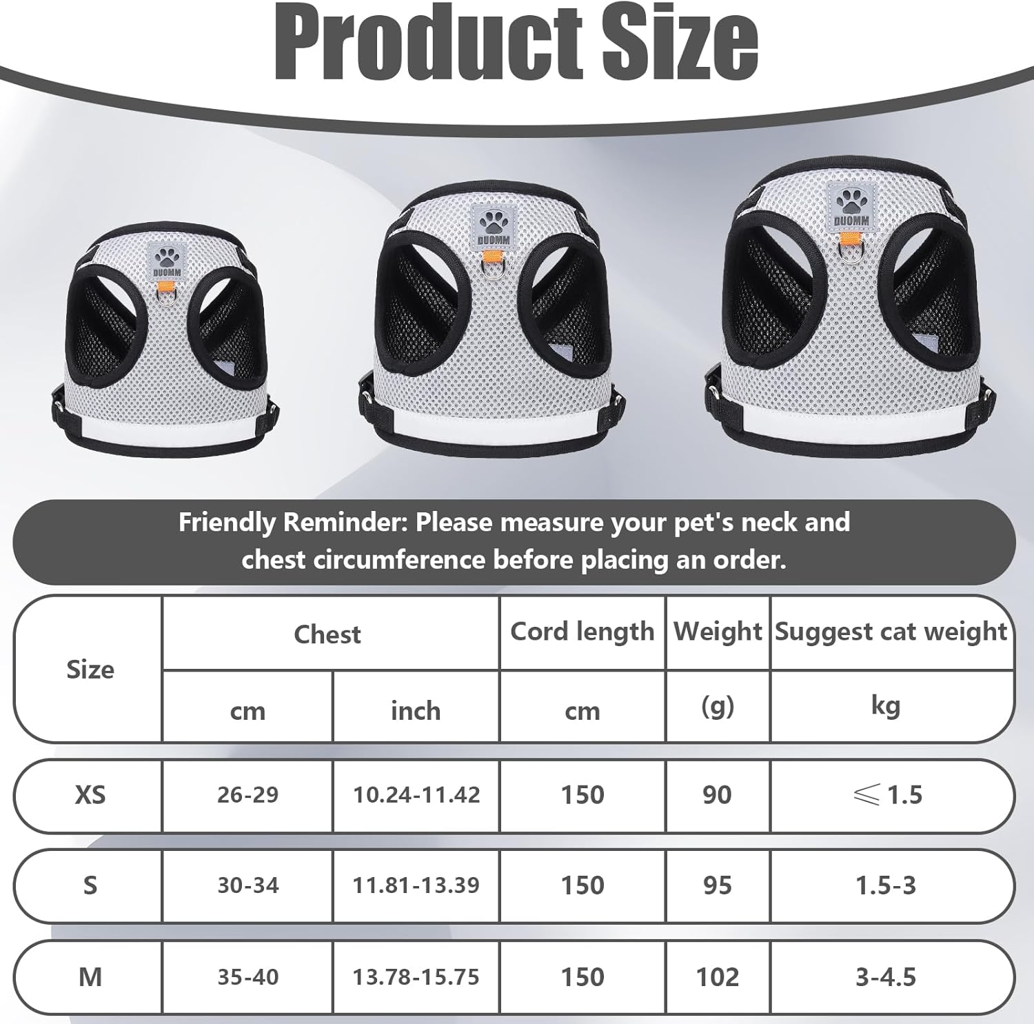 TAIXING Adjustable Reflective Cat Harness with Lead, Escape Proof, Grey, Fashion, Cat Harness, 360-Degree Reflective Band, Bell on Collar, Lost Card Hanging Loop, Small image number 3